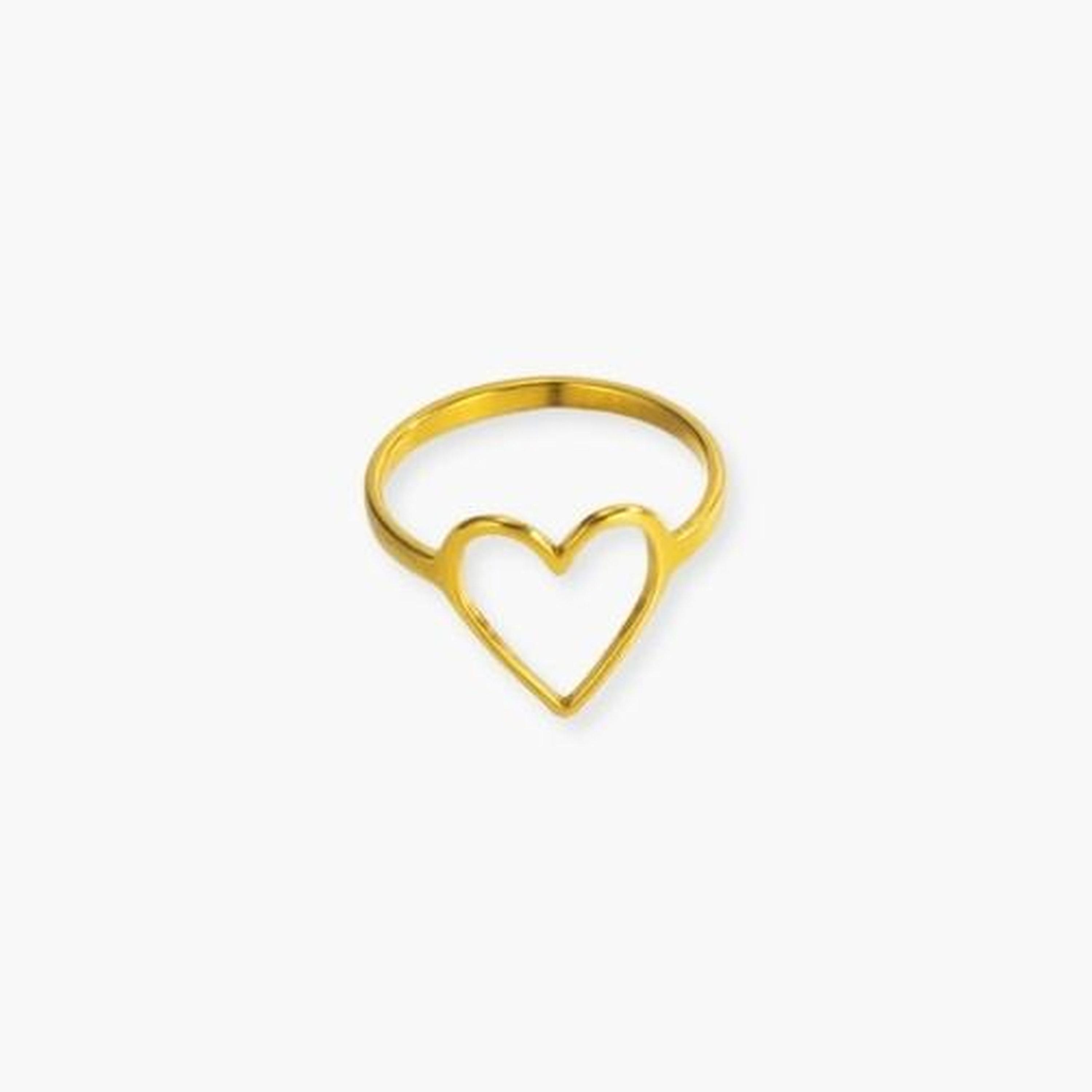 Take Two Women Gold Heart-Shaped Hollow Ring-women-watchesandjewellery-jewellery-rings-image-1
