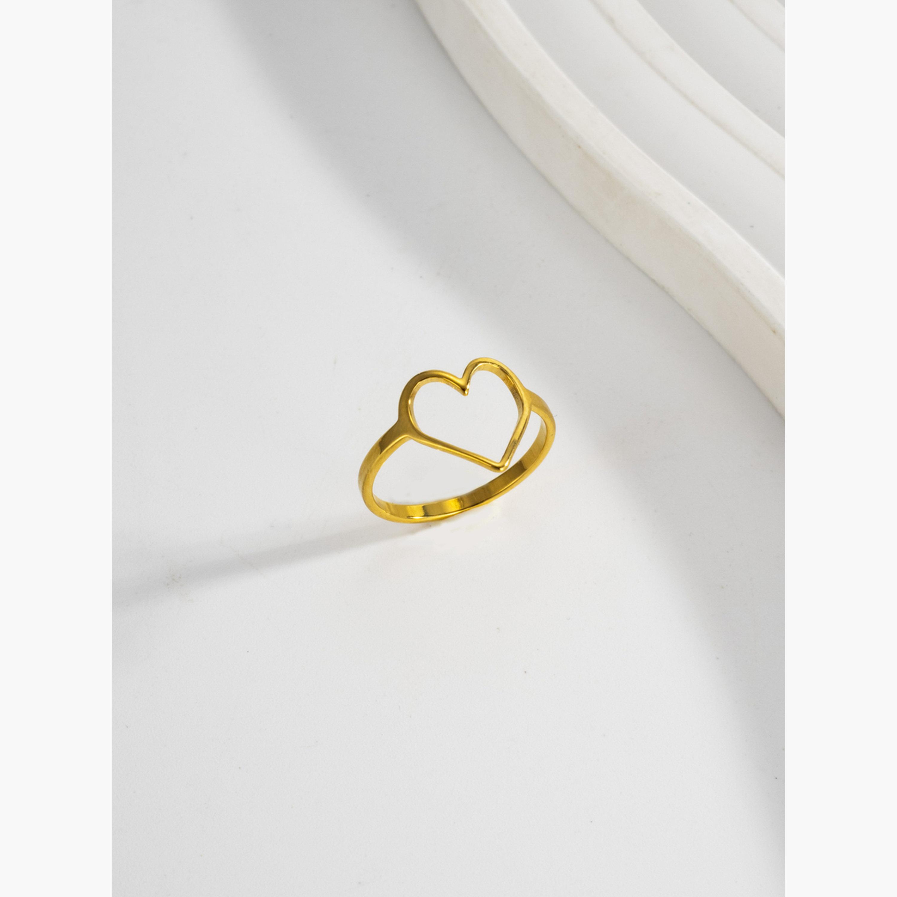 خاتم ذهبي مجوف على شكل قلب للنساء من تيك تو-women-watchesandjewellery-jewellery-rings-image-2