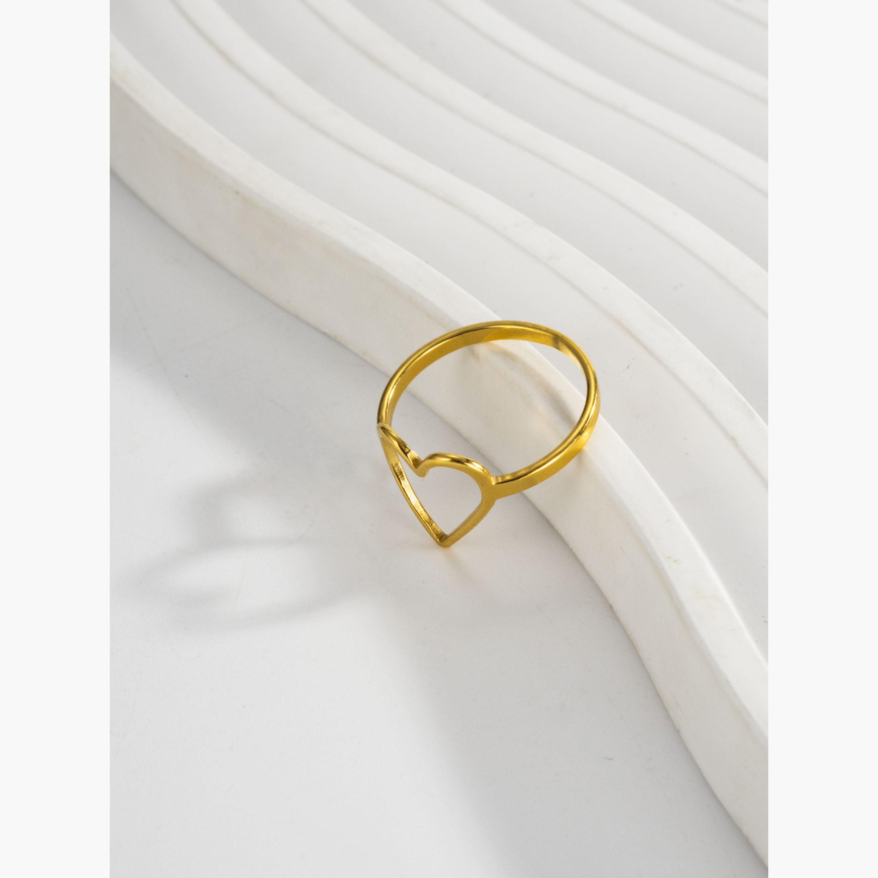 Take Two Women Gold Heart-Shaped Hollow Ring-women-watchesandjewellery-jewellery-rings-image-3
