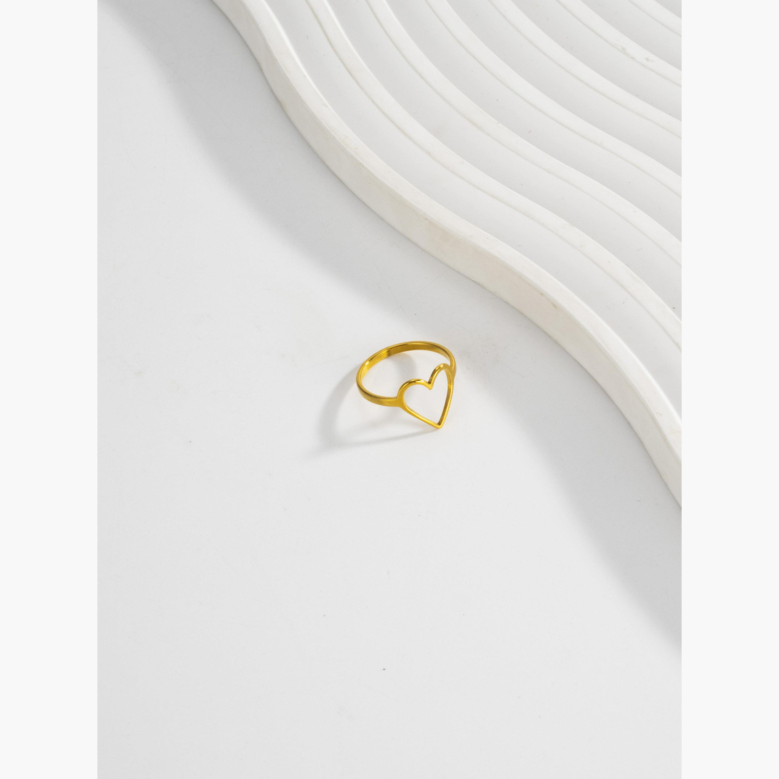 Take Two Women Gold Heart-Shaped Hollow Ring-women-watchesandjewellery-jewellery-rings-image-4