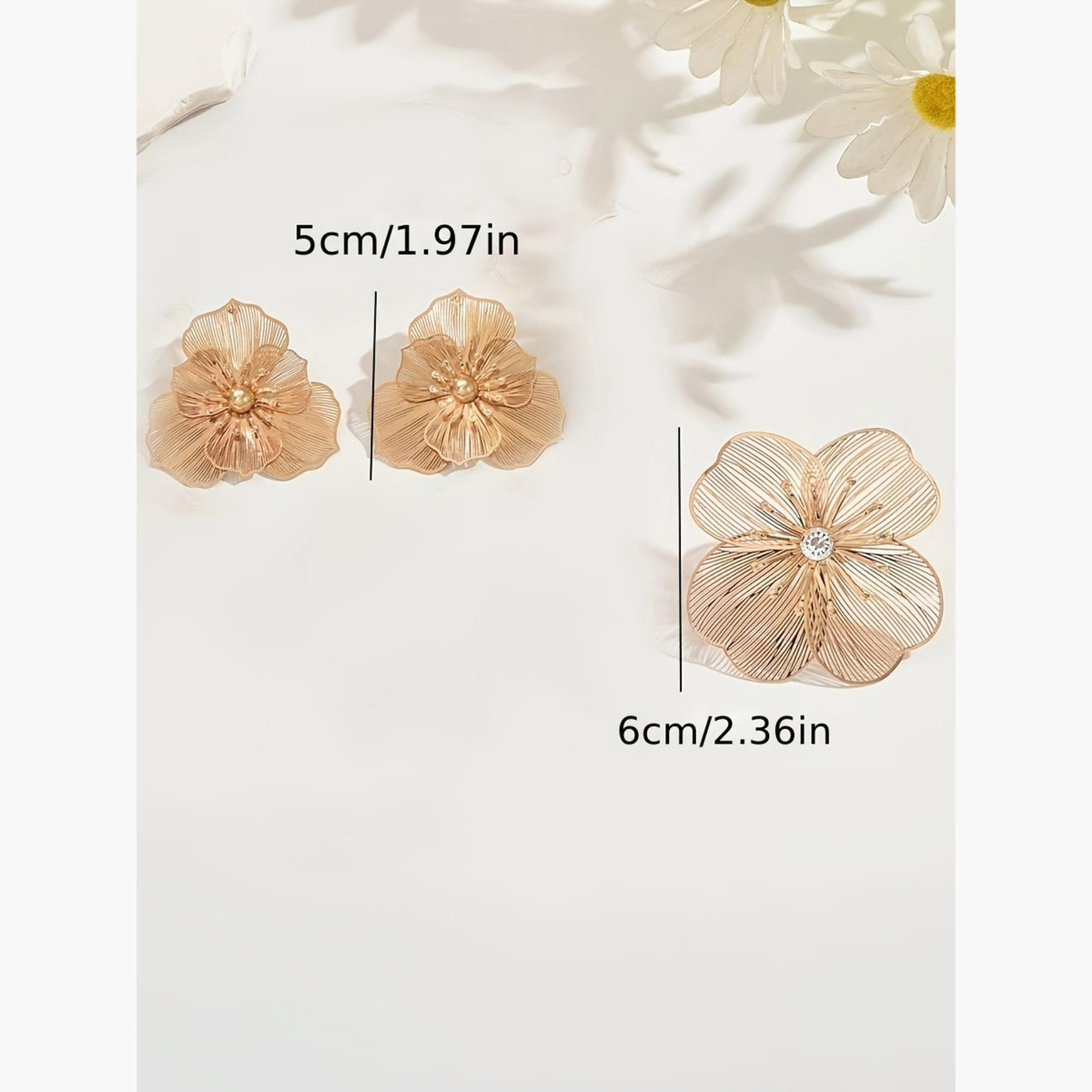 طقم خواتم وأقراط معدنية بتصميم زهور للنساء من تيك تو-women-watchesandjewellery-jewellery-jewellerysets-image-4