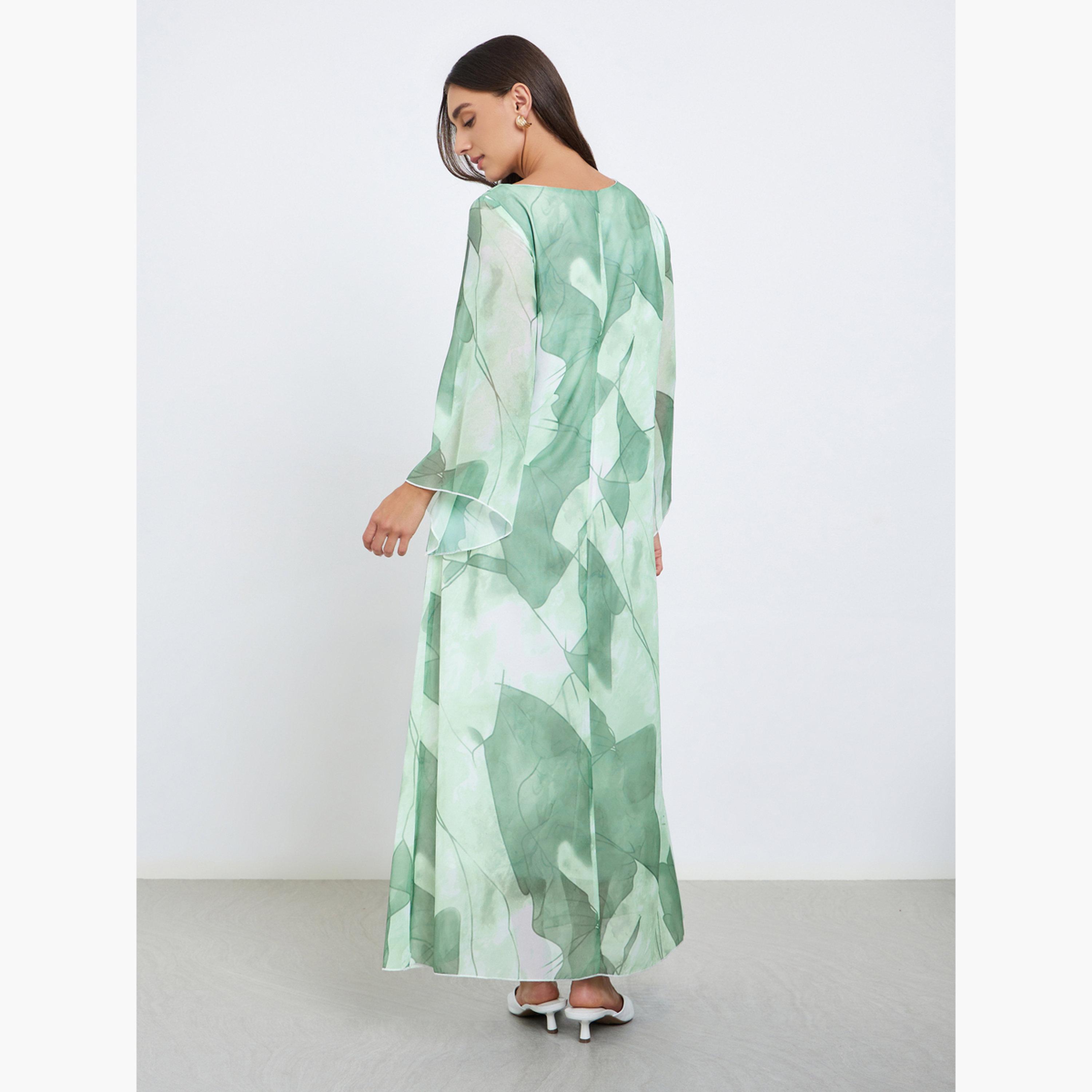 Styli All Over Print Long Sleeve Jalabiya-women-arabicclothing-jalabiyas-image-4