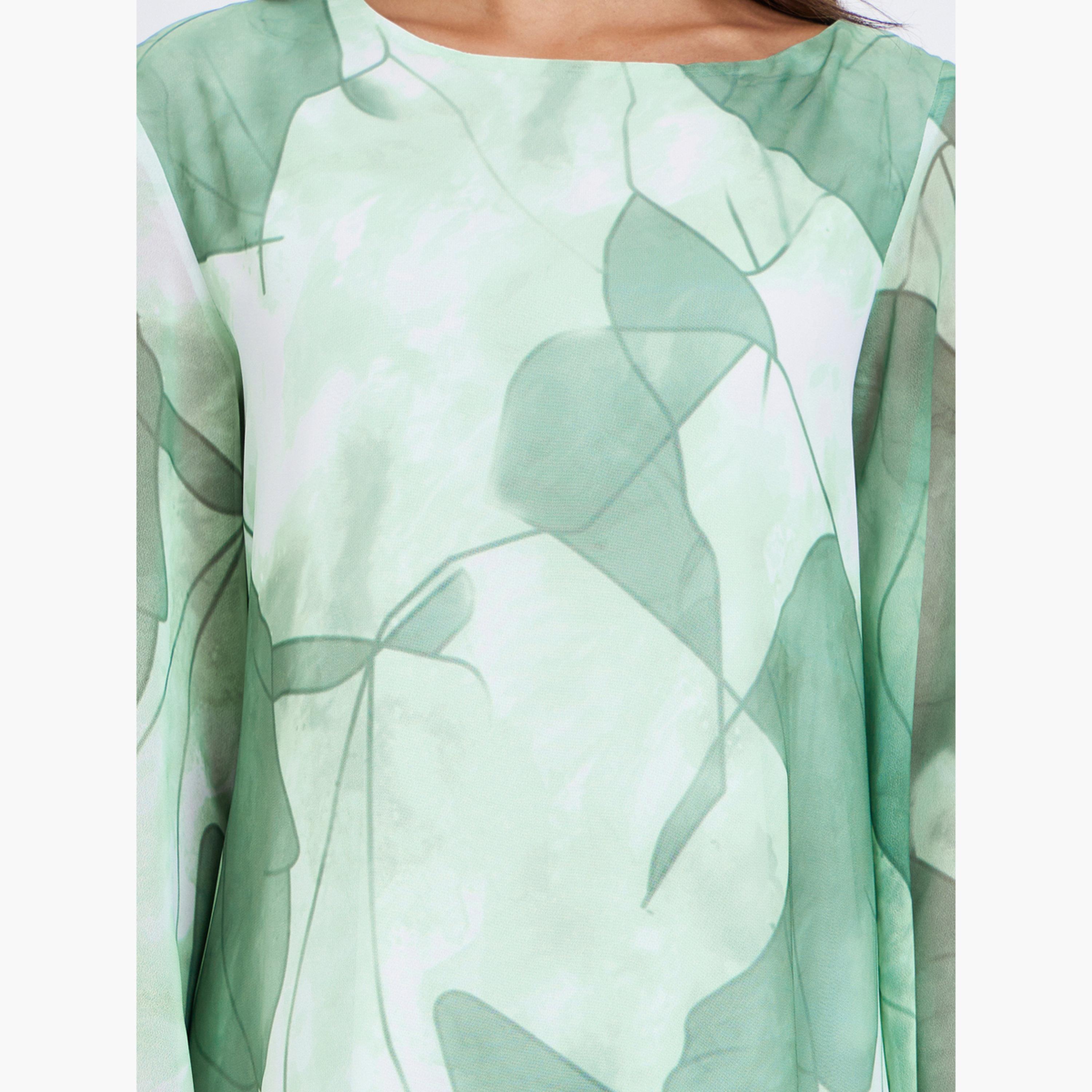 Styli All Over Print Long Sleeve Jalabiya-women-arabicclothing-jalabiyas-image-5