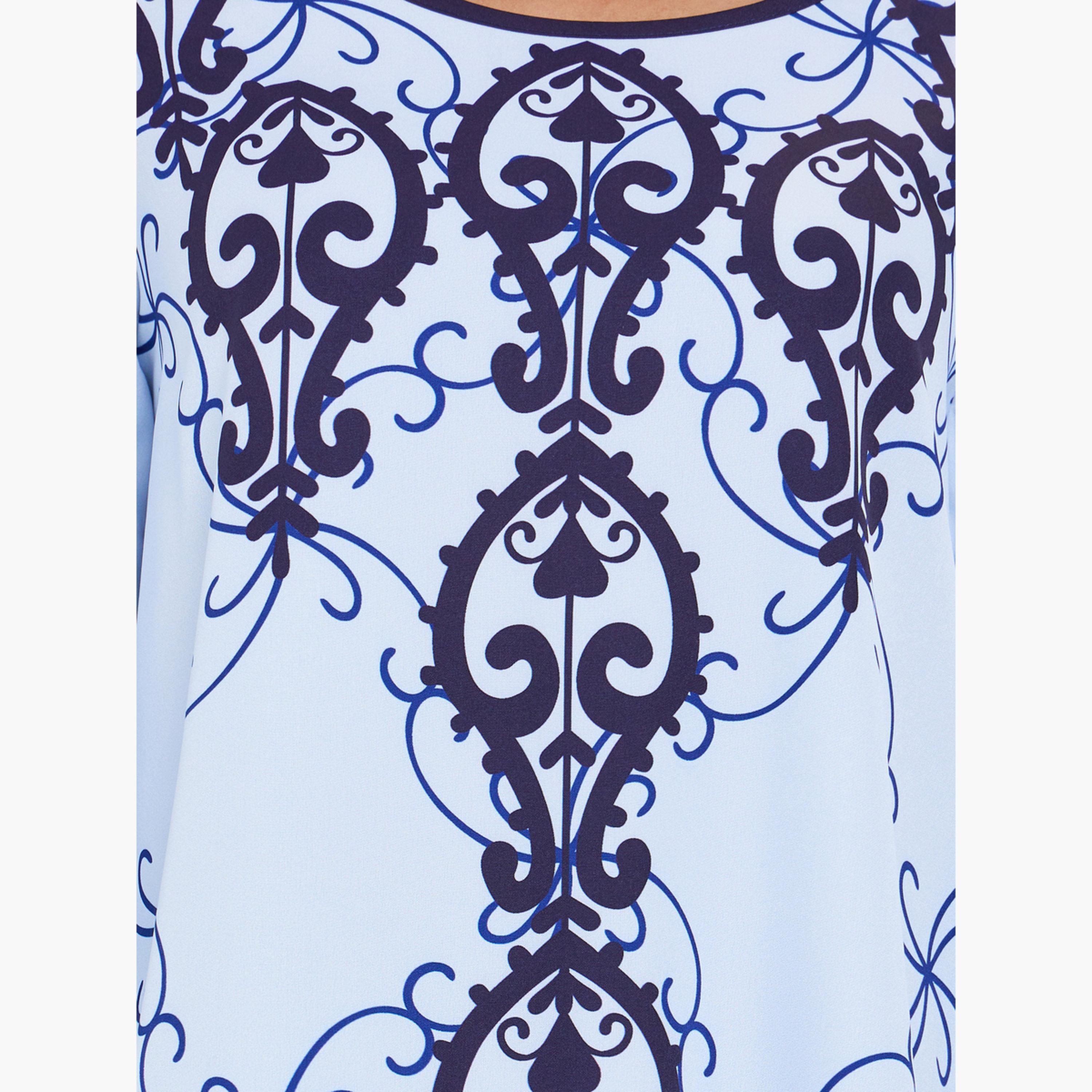 Styli All Over Print Long Sleeve Jalabiya-women-arabicclothing-jalabiyas-image-4