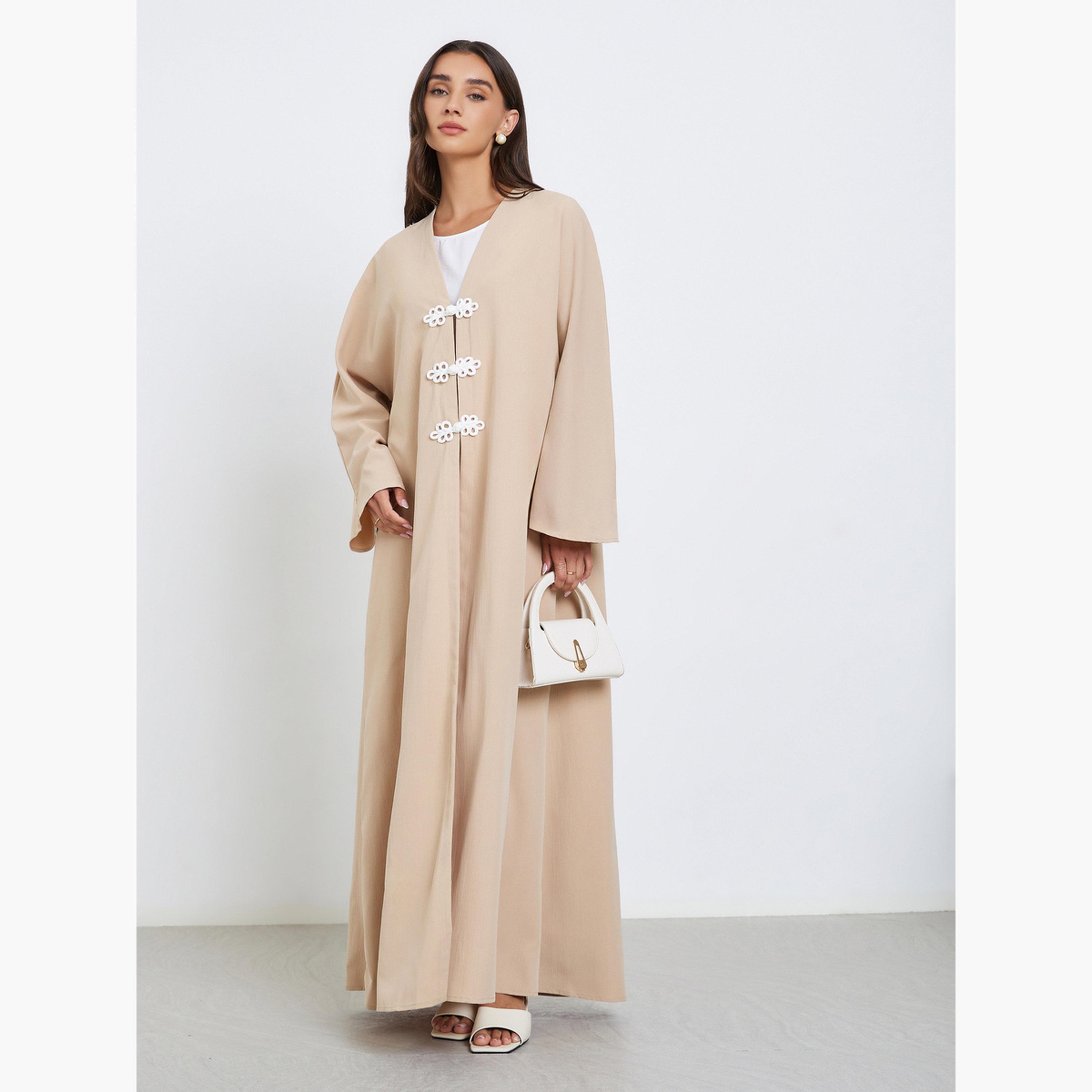 Styli Solid Knot Detail Abaya-women-arabicclothing-abayas-image-1