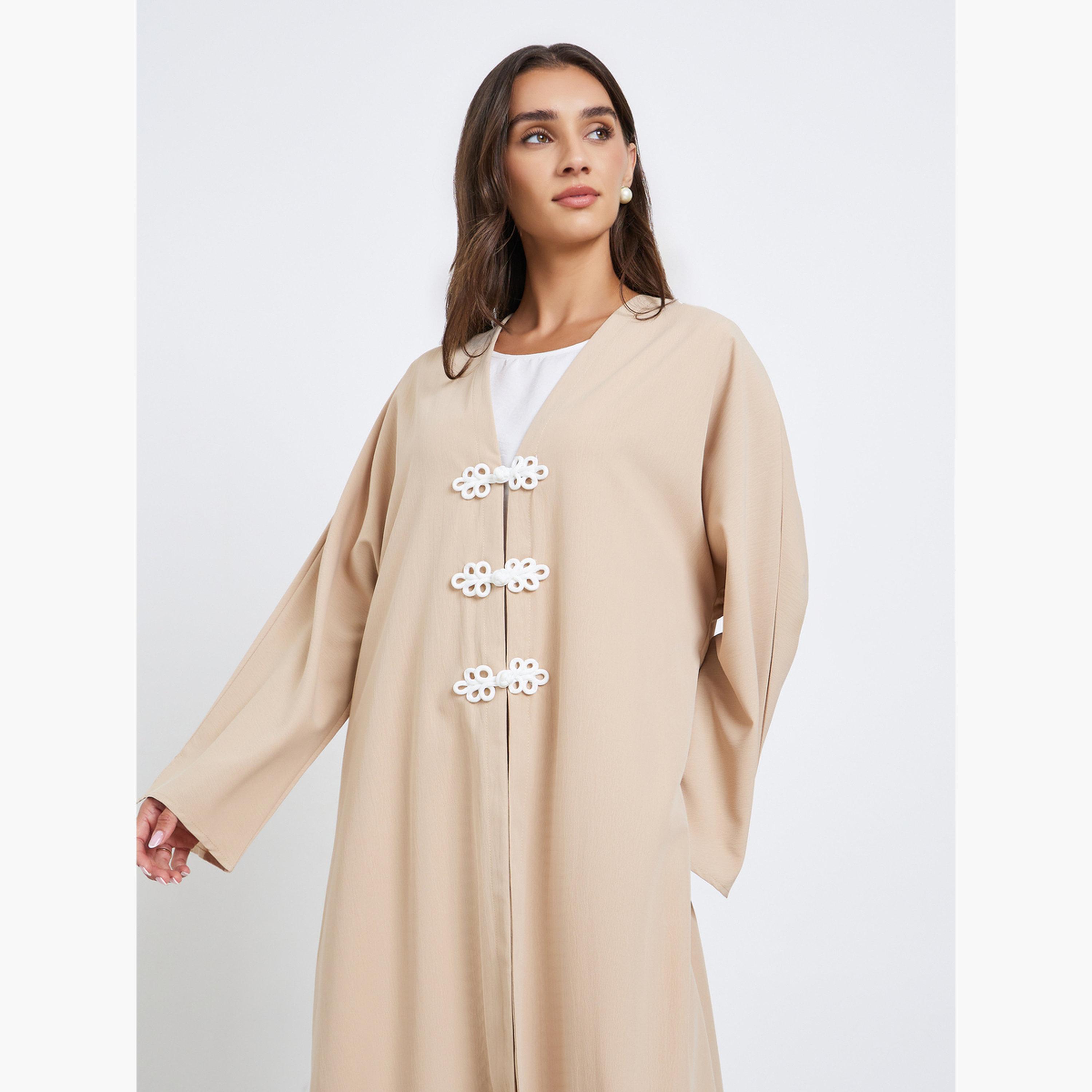 Styli Solid Knot Detail Abaya-women-arabicclothing-abayas-image-2