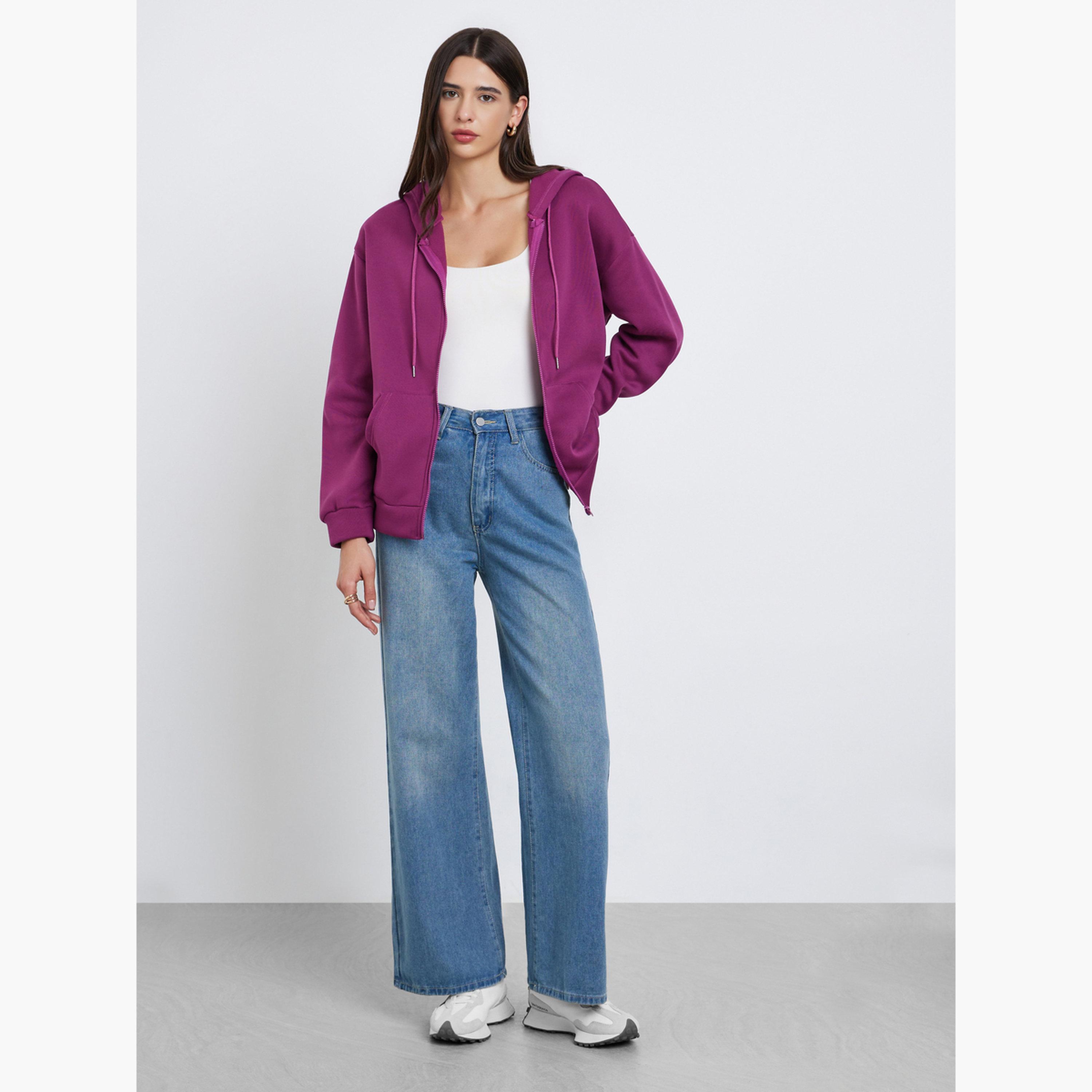 ستايلي - سترة أرجوانية مريحة بغطاء رأس-women-winterwear-coatsandjackets-jackets-image-2