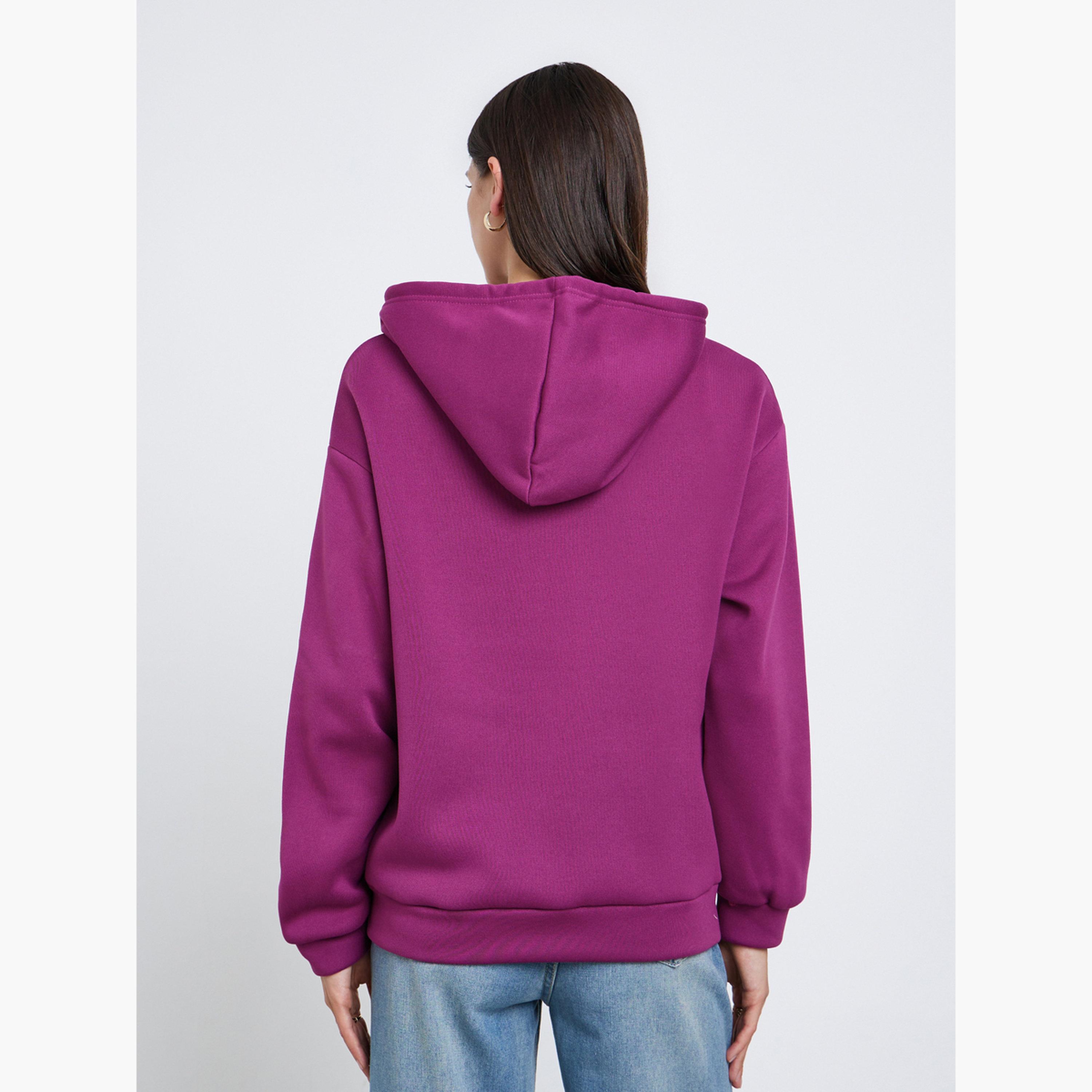 Styli Solid Hooded Neck Long Sleeves Women's Zip Through Sweatshirt-women-winterwear-coatsandjackets-jackets-image-5