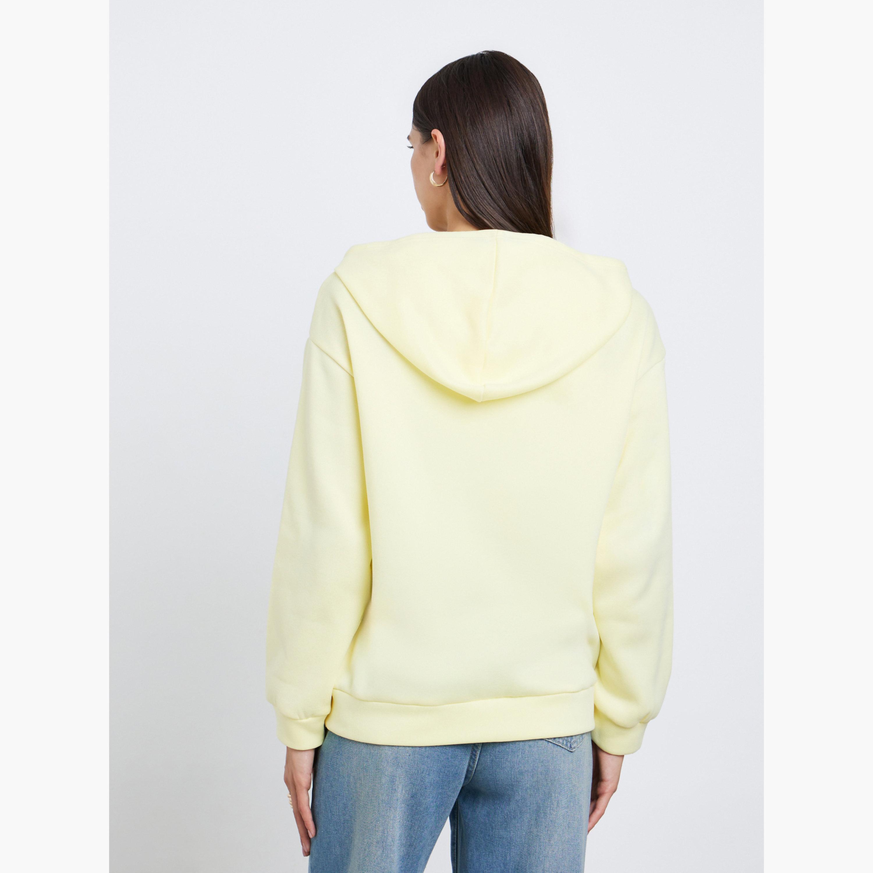 Styli Solid Hooded Neck Long Sleeves Women's Zip Through Sweatshirt-women-winterwear-coatsandjackets-jackets-image-4