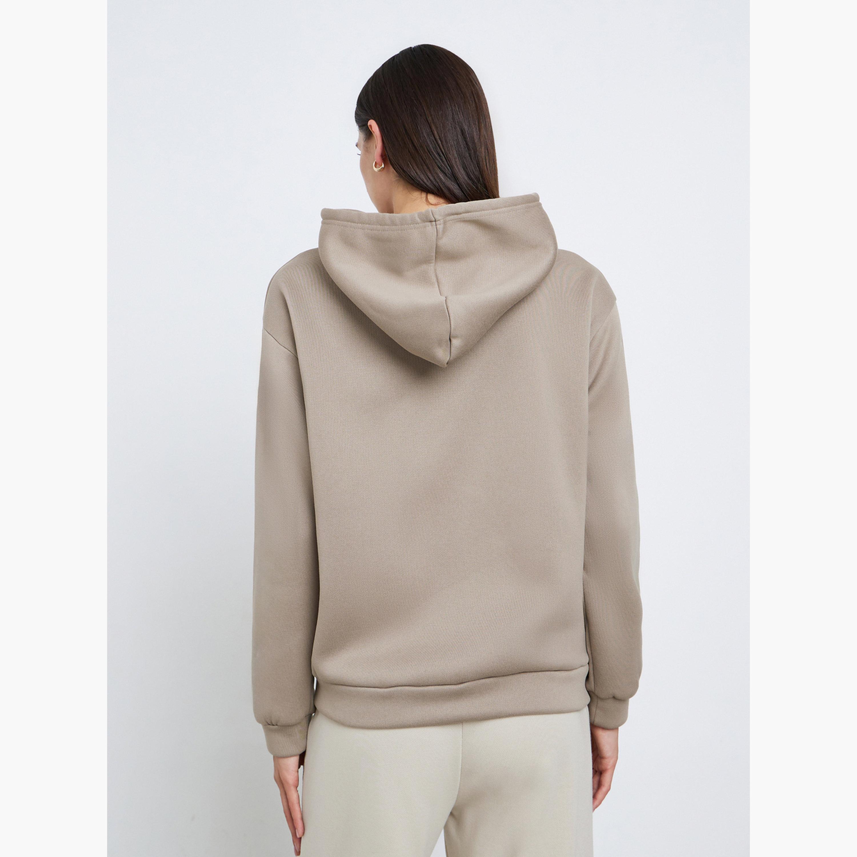 Styli Embroidered Hooded Neck Long Sleeves Women's Zip Through Sweatshirt-women-winterwear-coatsandjackets-jackets-image-5