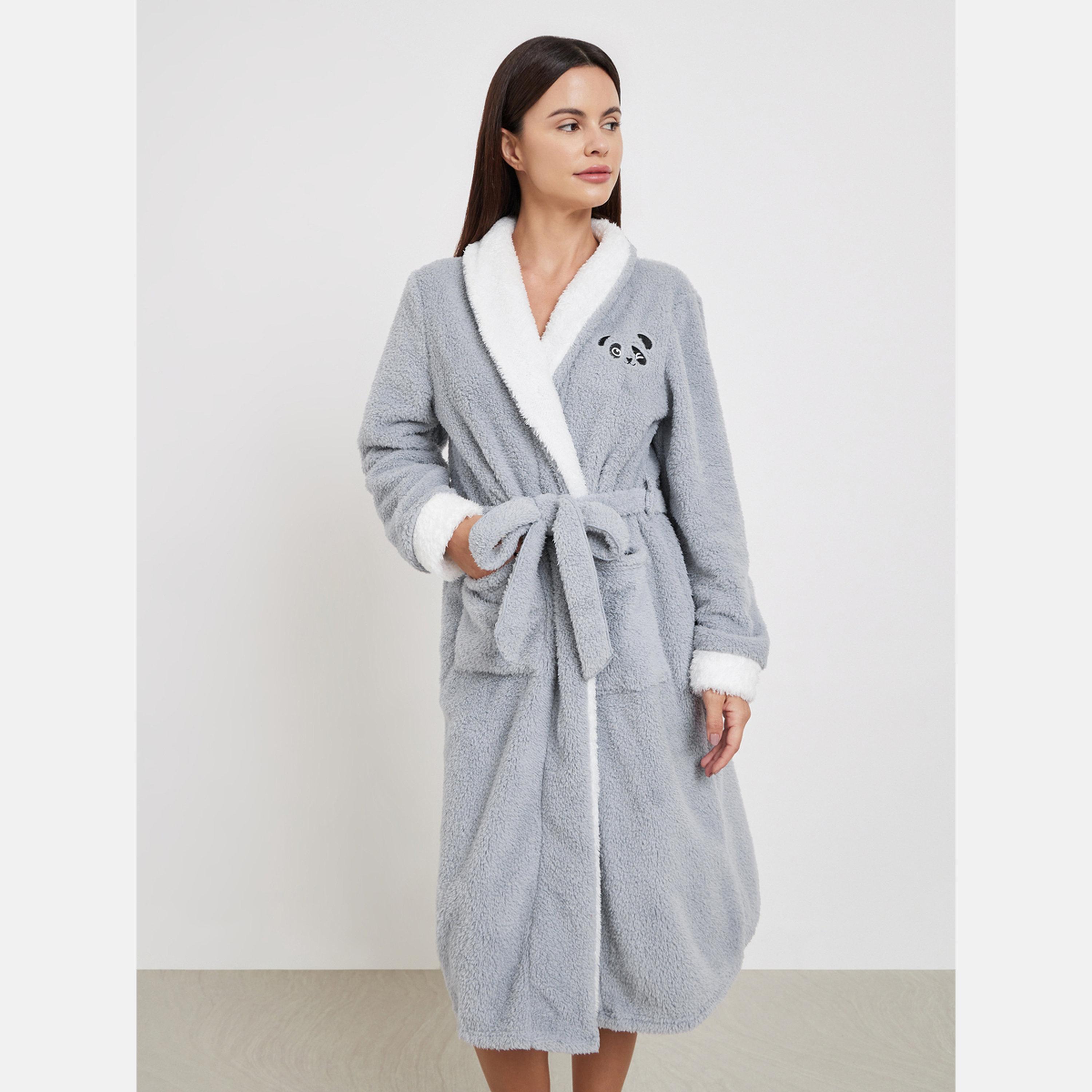 ستايلي - روب باندا رمادي من القطيفة-women-clothing-nightwear-robes-image-1