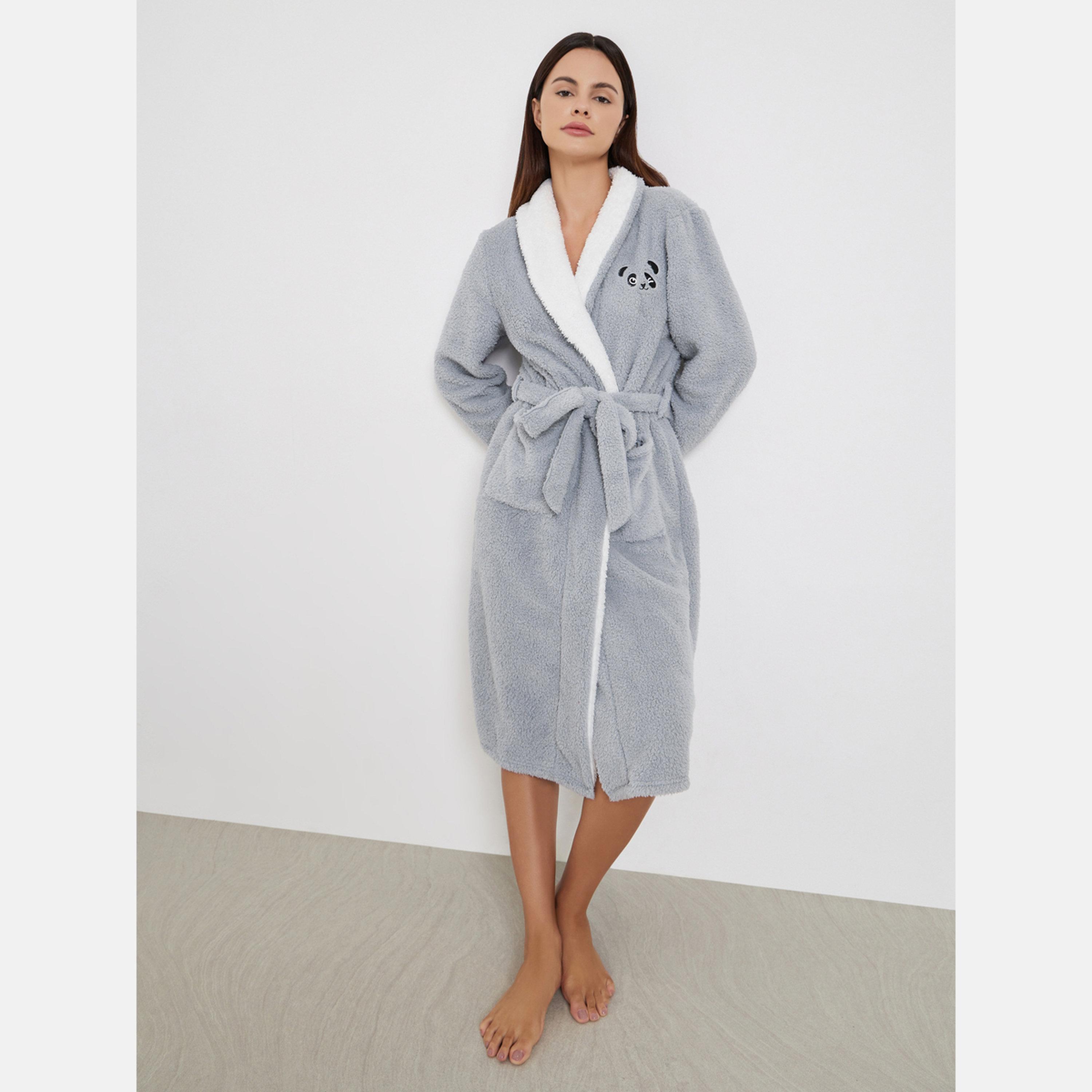 ستايلي - روب باندا رمادي من القطيفة-women-clothing-nightwear-robes-image-2