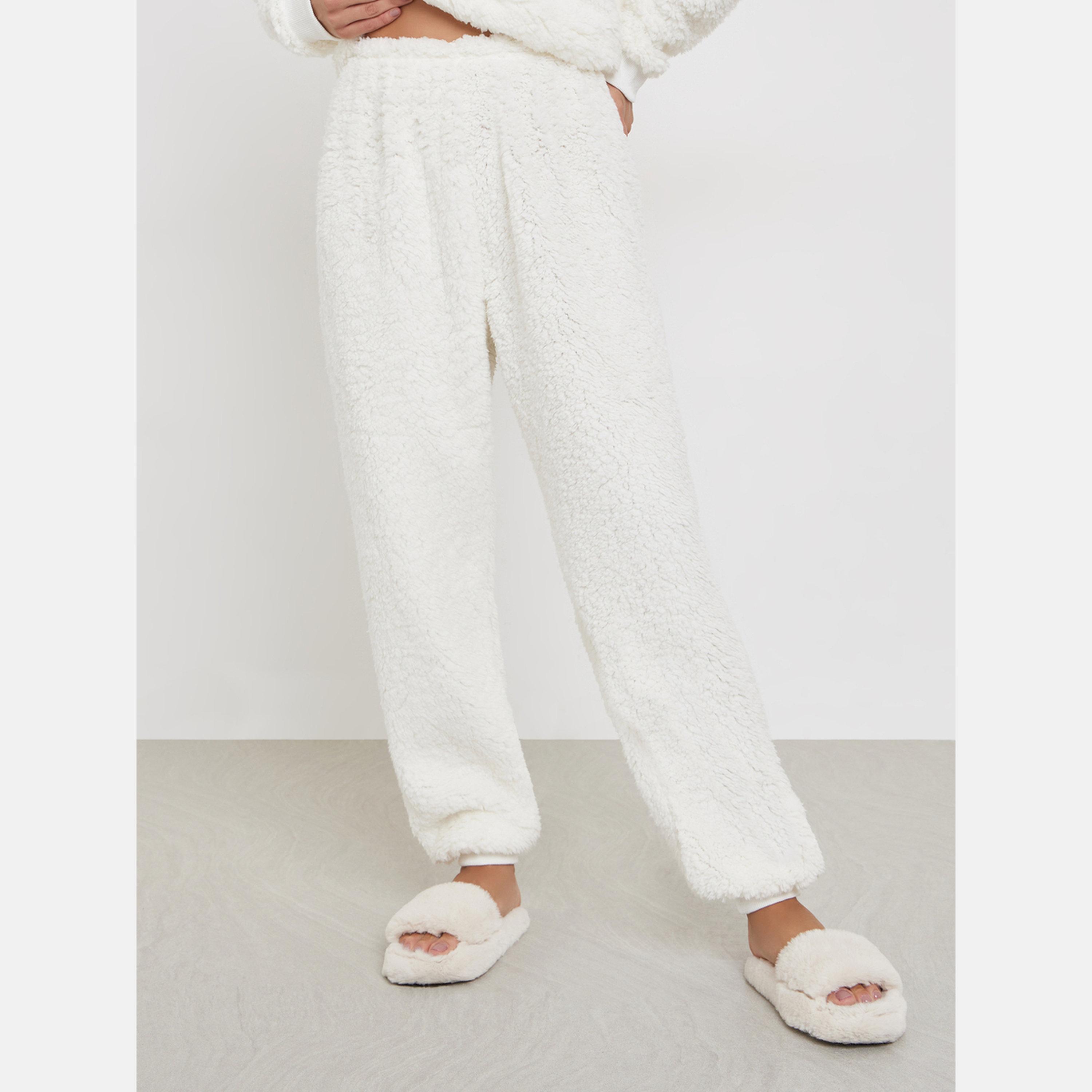 Styli White Fleece Hoodie and Long Pyjama Set-women-clothing-nightwear-pyjamas-longsets-image-5