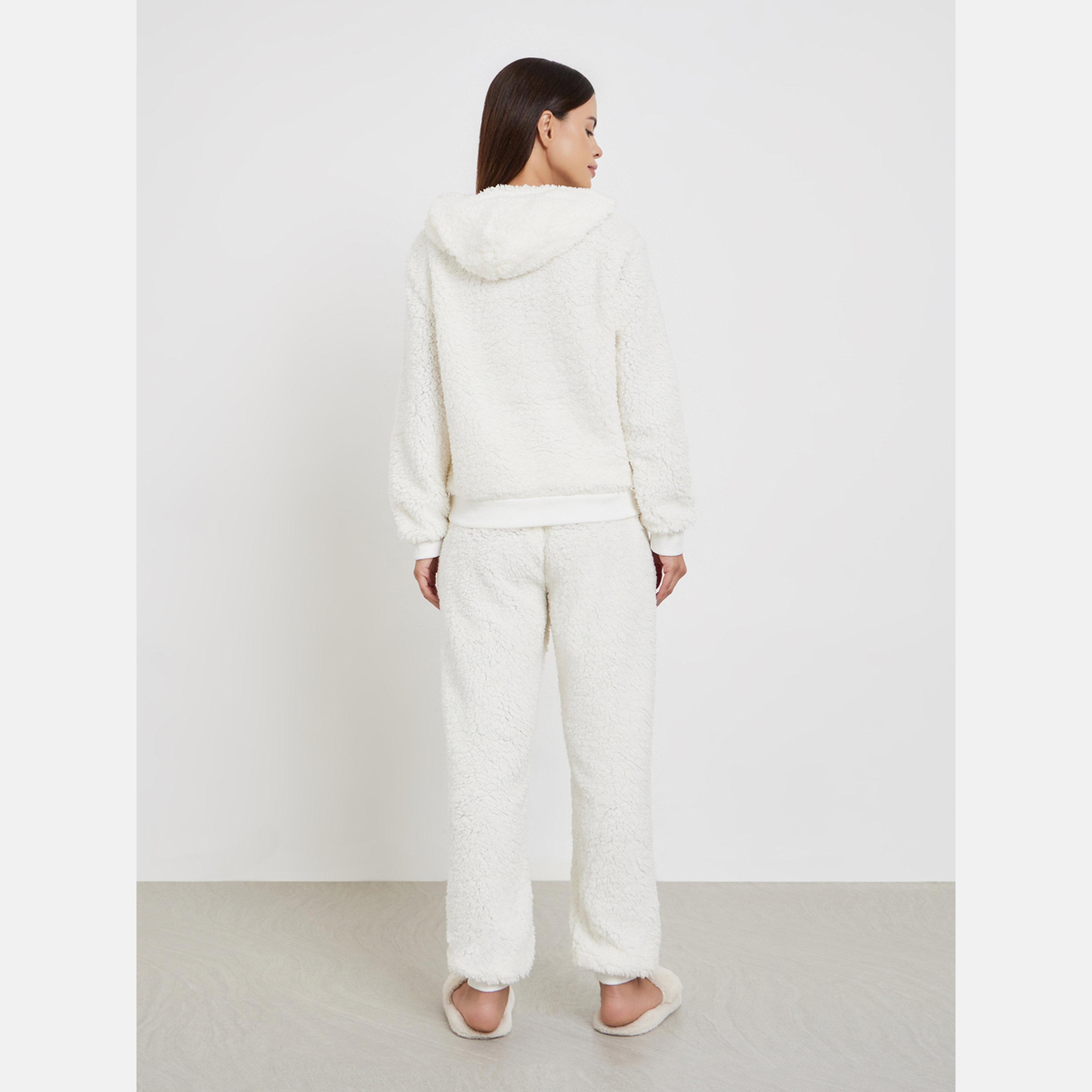 Styli White Fleece Hoodie and Long Pyjama Set-women-clothing-nightwear-pyjamas-longsets-image-6