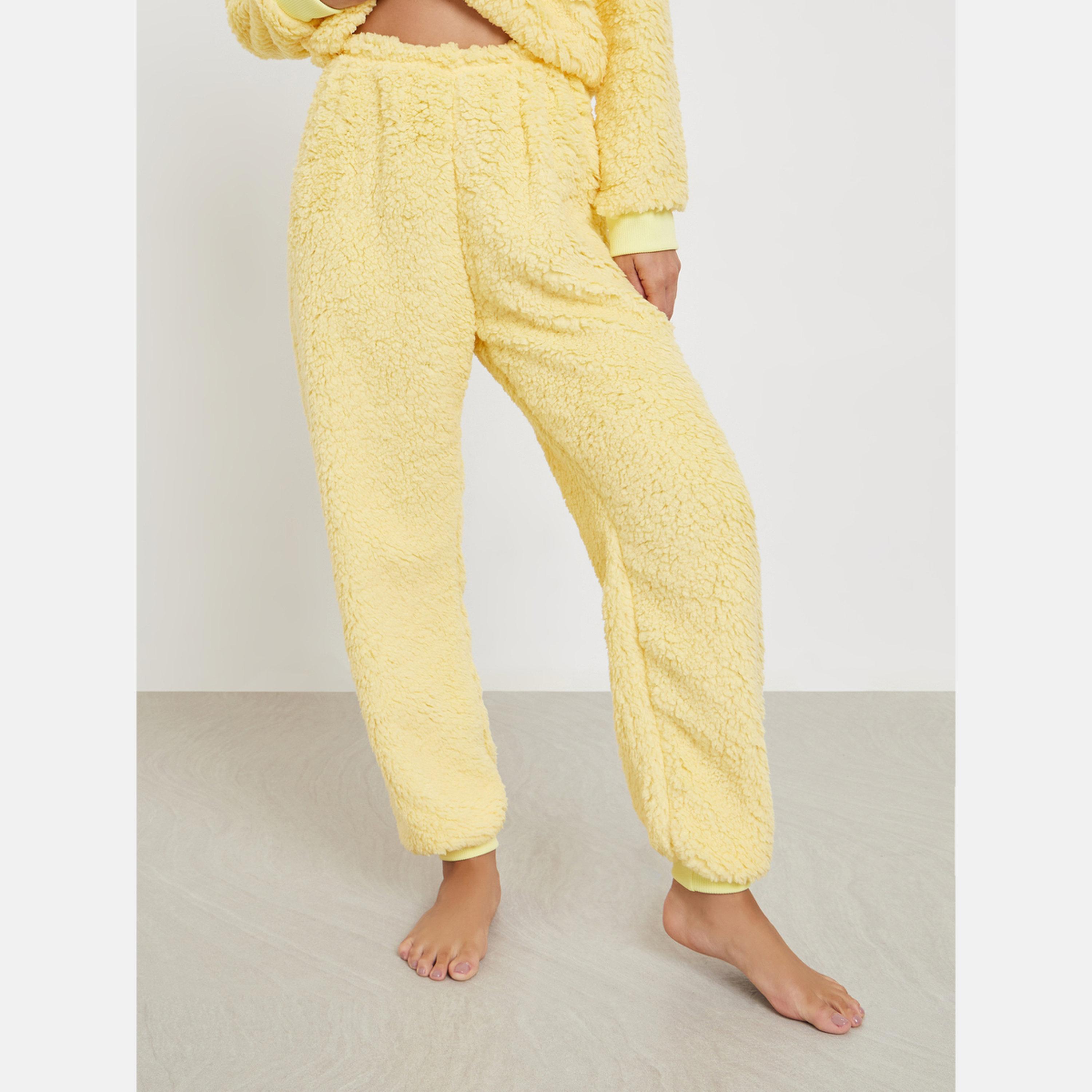Styli Yellow Fleece Hoodie and Long Pyjama Set-women-clothing-nightwear-pyjamas-longsets-image-4