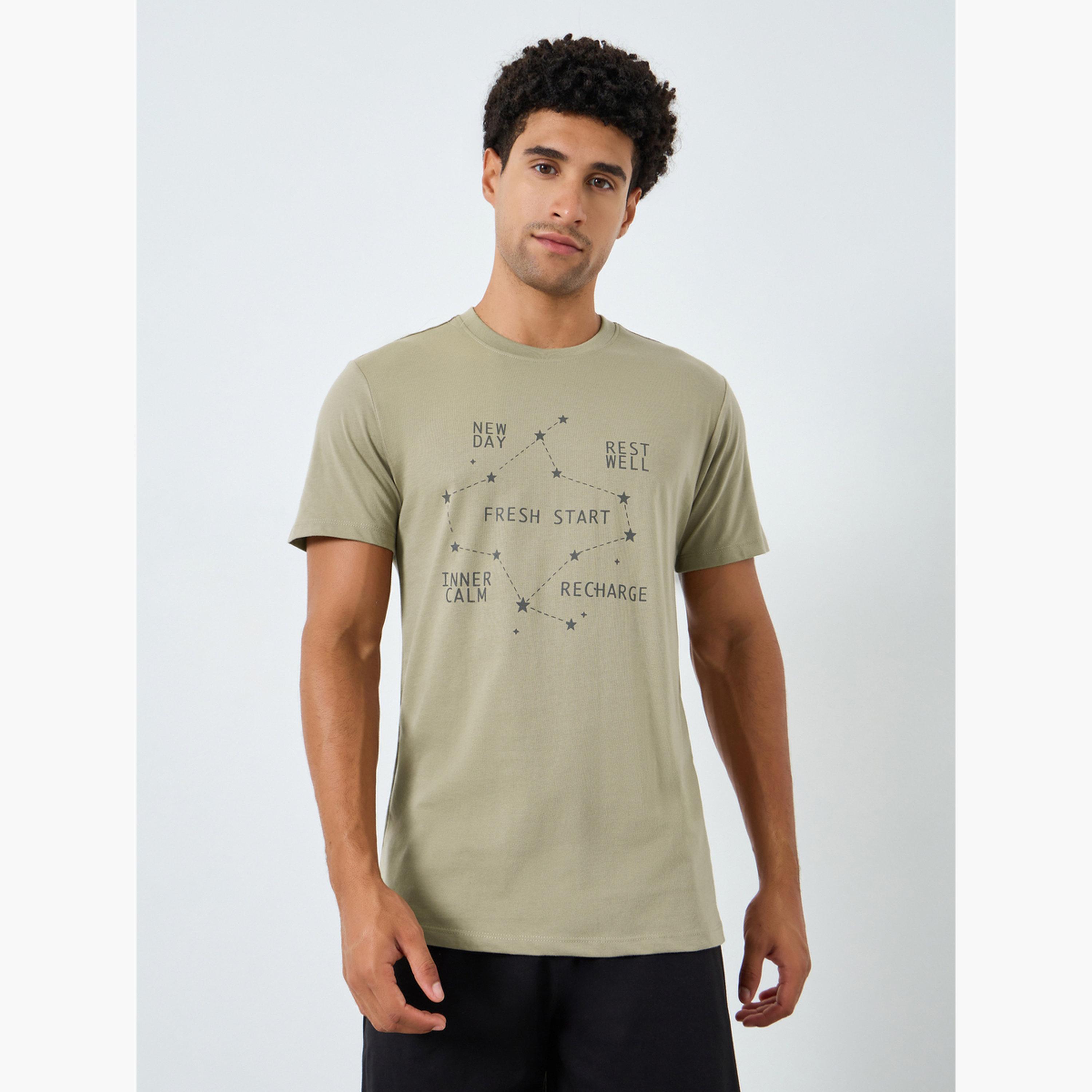 Styli Men Printed Knit T-Shirt and Shorts Set-men-clothing-nightwear-sets-image-2
