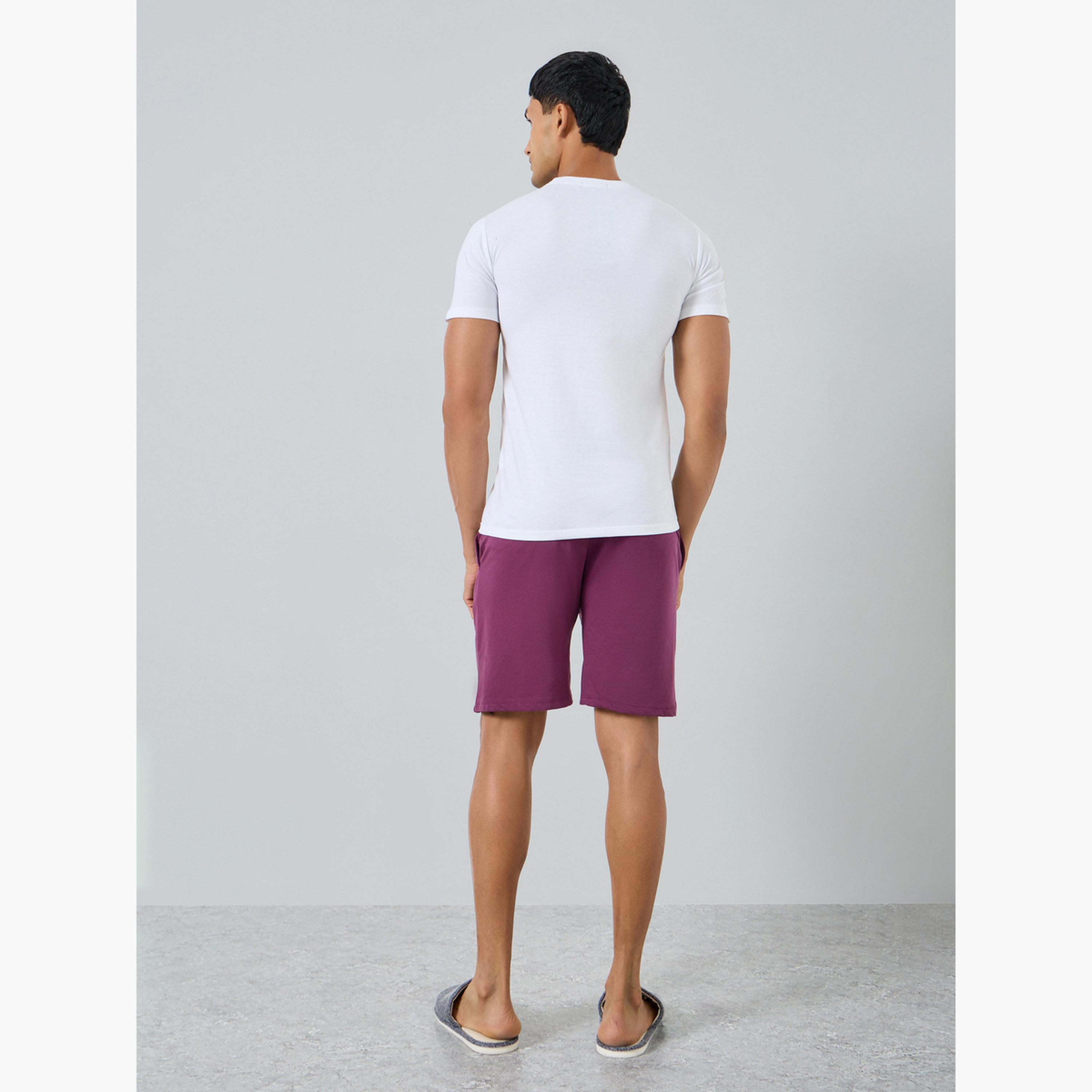 Styli Men White Slogan Print T-Shirt and Shorts Pyjama Set-men-clothing-nightwear-sets-image-5