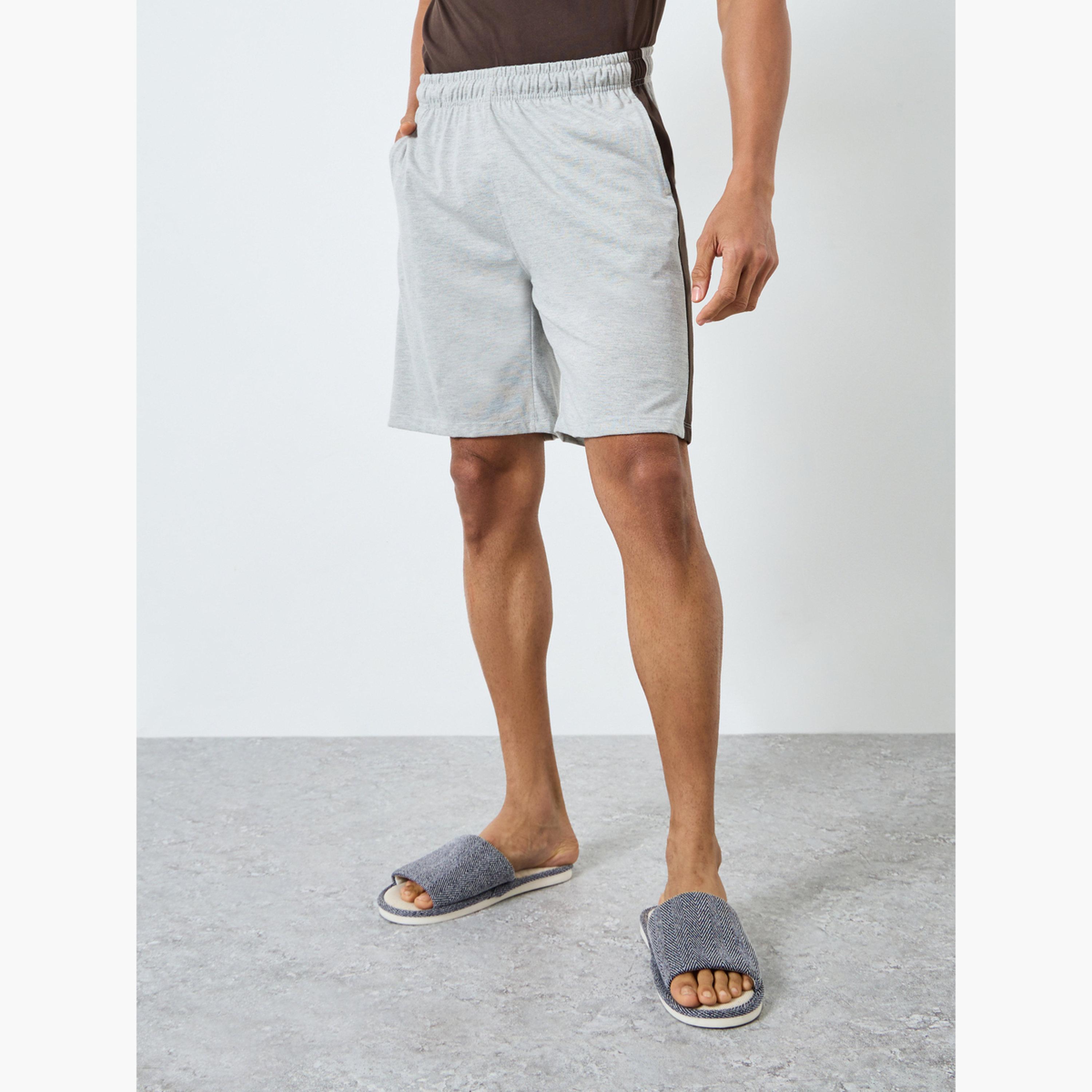 Styli Men Grey Knitted T-Shirt and Shorts Pyjama Set-men-clothing-nightwear-sets-image-4