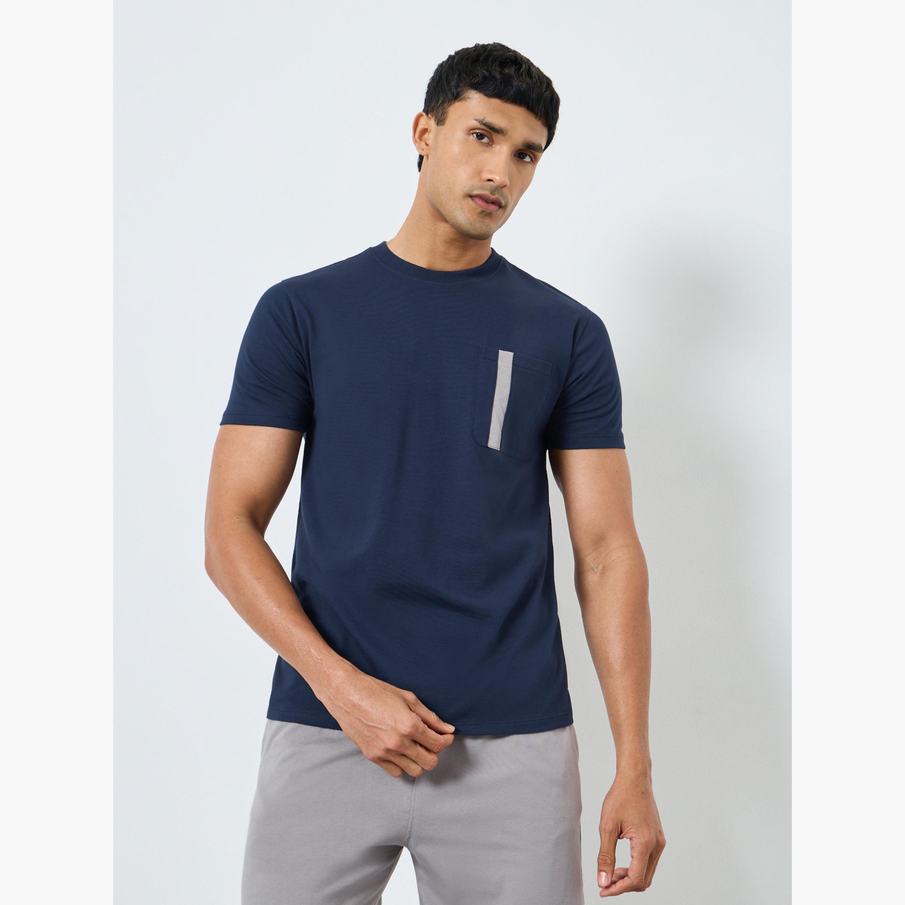 Styli Men Solid Round Neck T-Shirt and Shorts Set-men-clothing-nightwear-sets-image-2