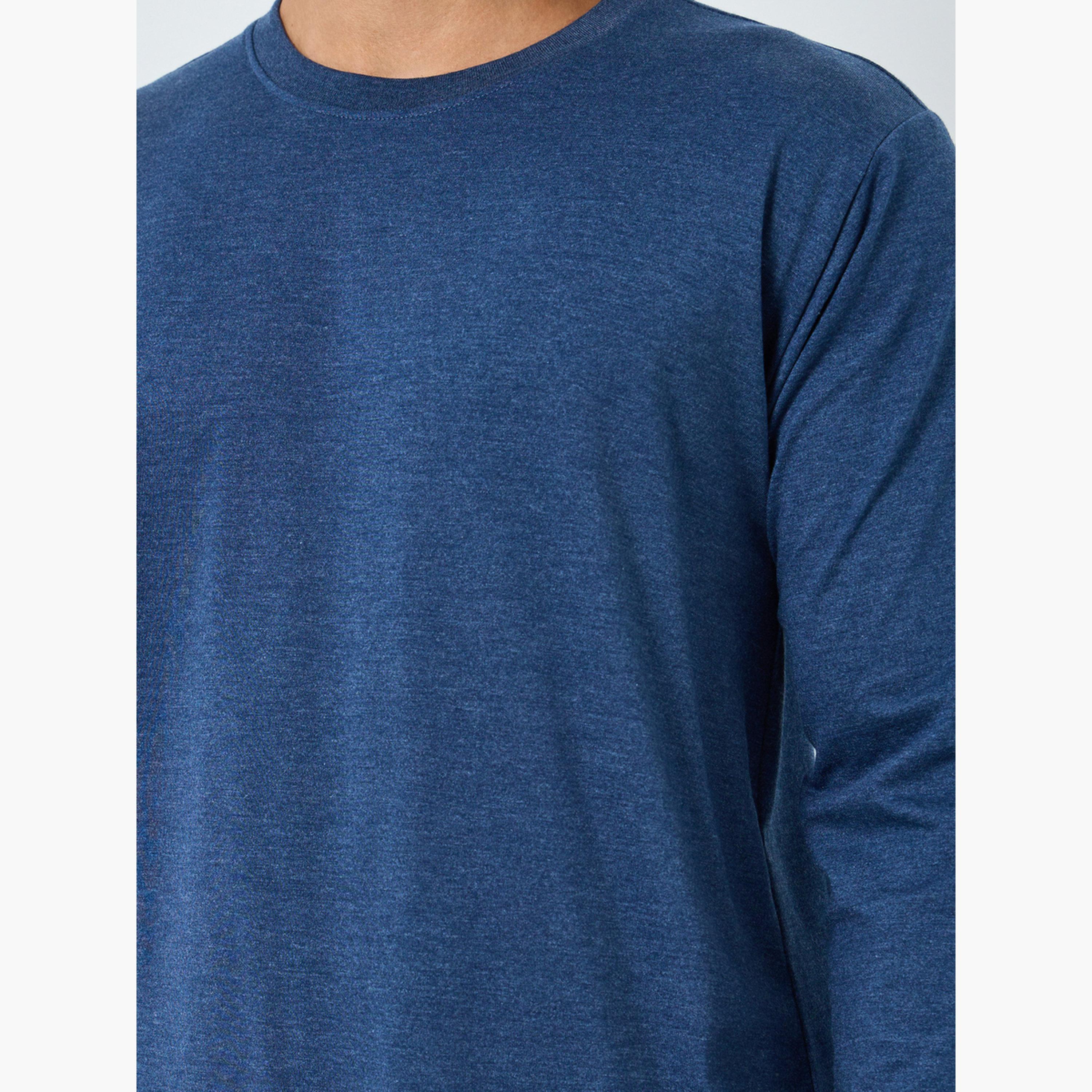 Styli Men Navy Long Sleeve T-Shirt and Pyjama Set-men-clothing-nightwear-sets-image-4
