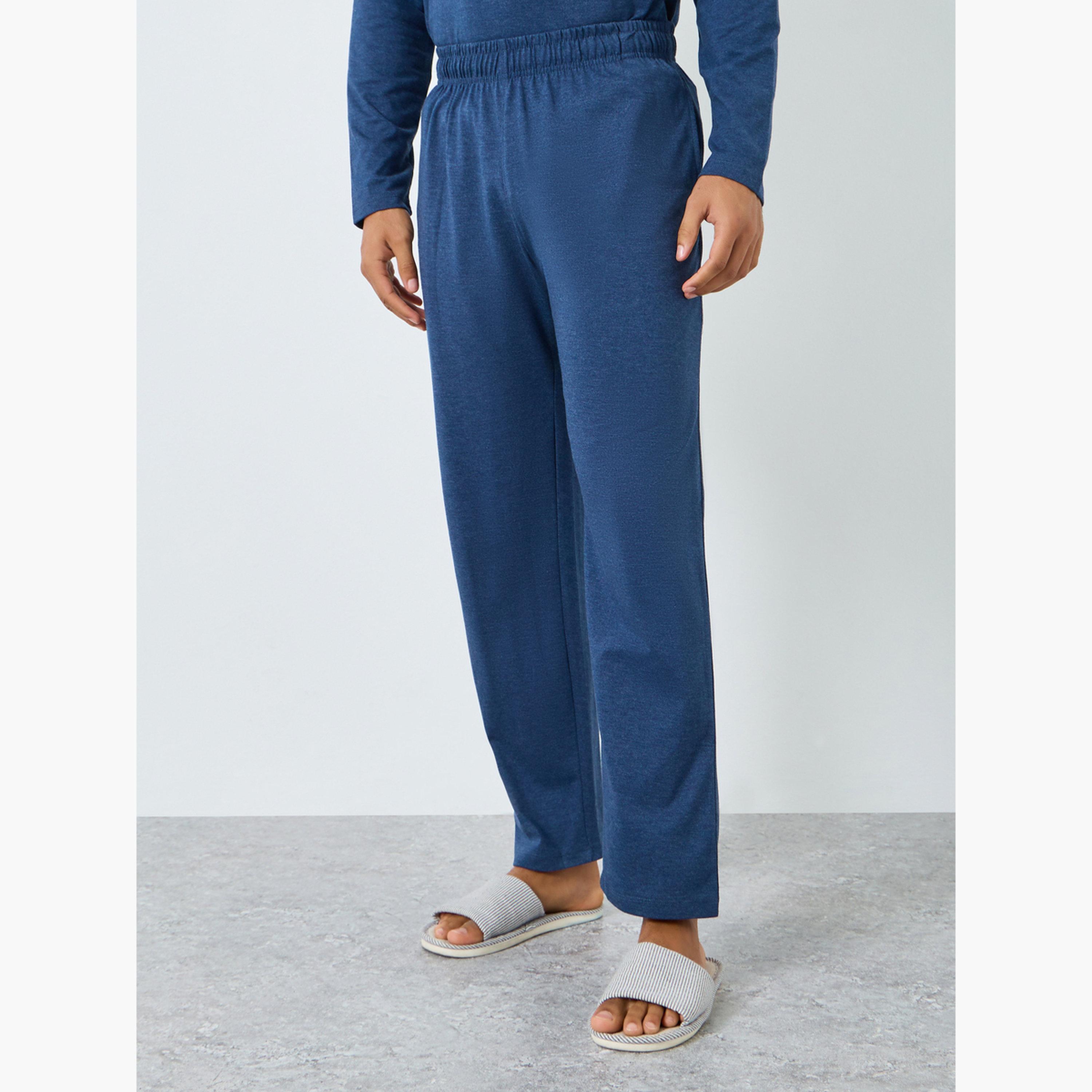 Styli Men Navy Long Sleeve T-Shirt and Pyjama Set-men-clothing-nightwear-sets-image-5