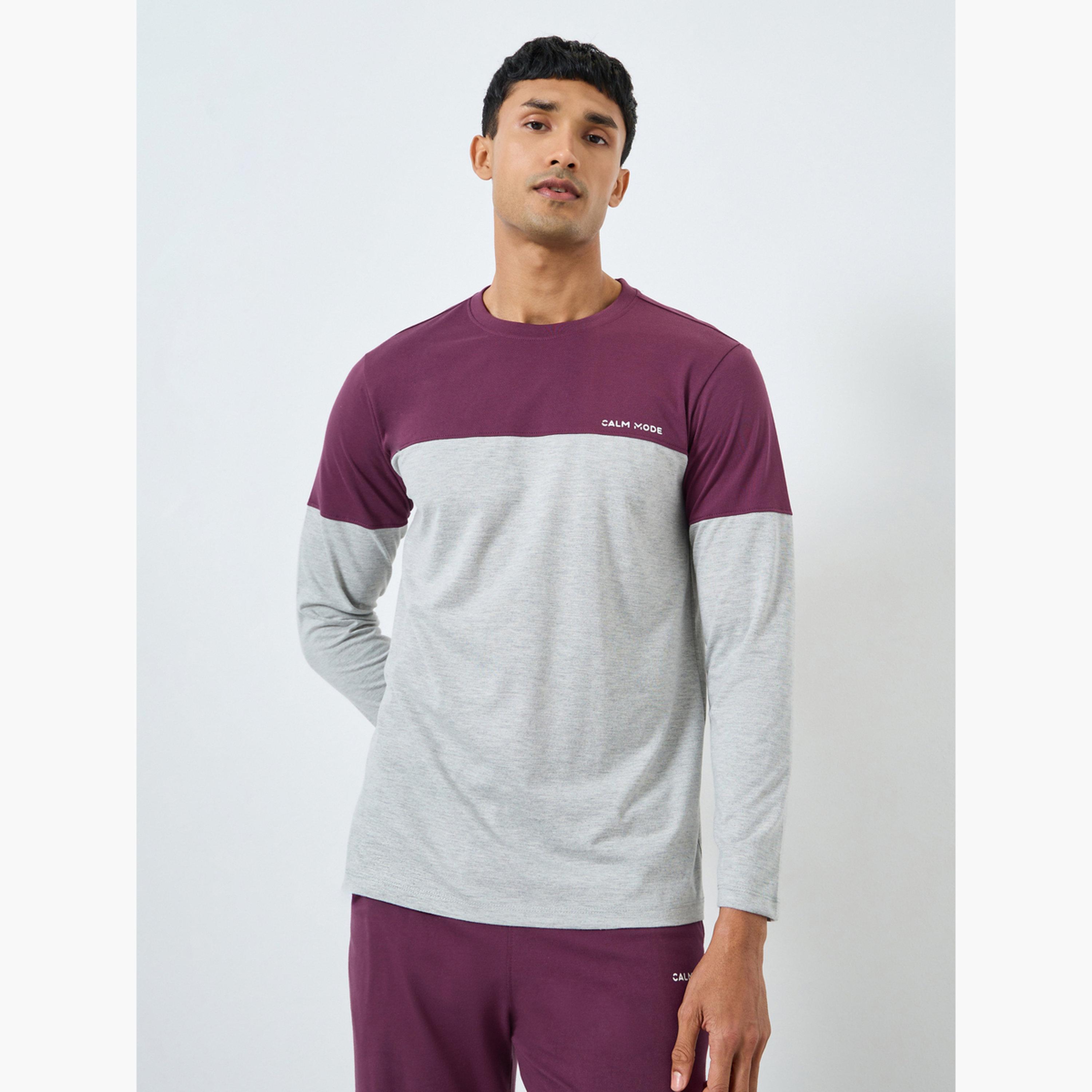 Styli Men Color Block Long Sleeve T-Shirt and Pyjama Set-men-clothing-nightwear-sets-image-2