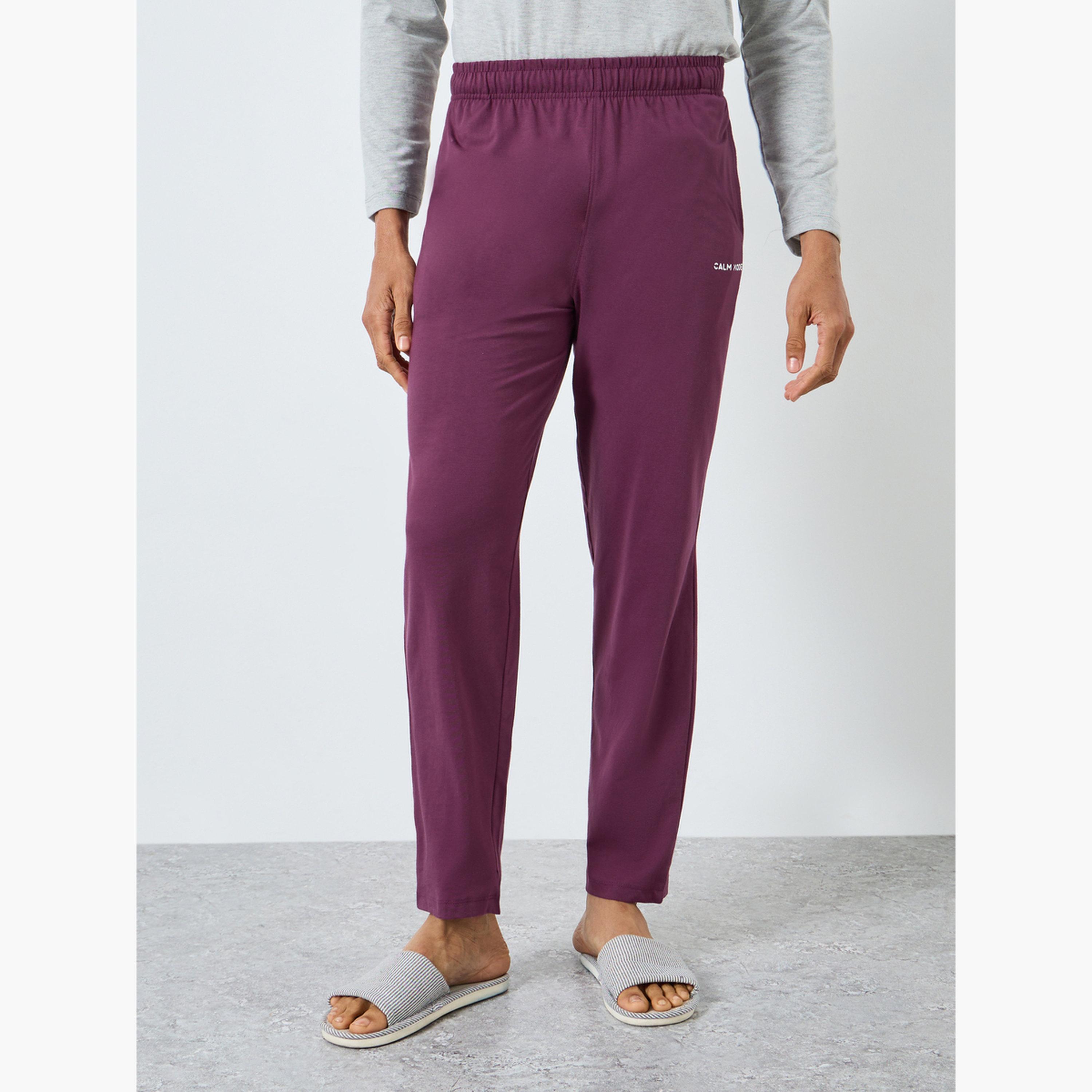 طقم بيجاما من تيشيرت بأكمام طويلة بنمط كتل الألوان وبنطال-men-clothing-nightwear-sets-image-4