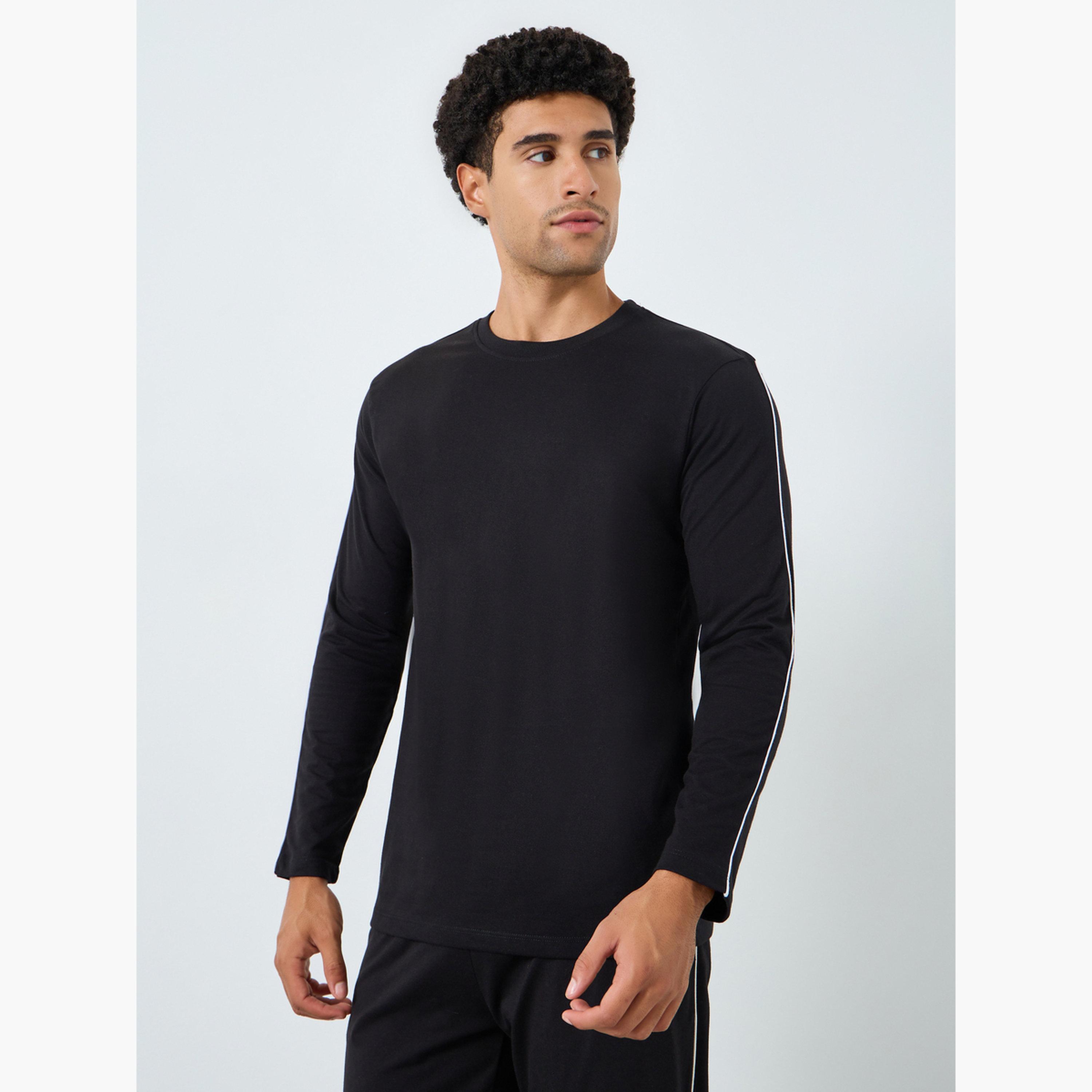 Styli Men Solid Long Sleeves T-Shirt and Pyjama Set-men-clothing-nightwear-sets-image-2