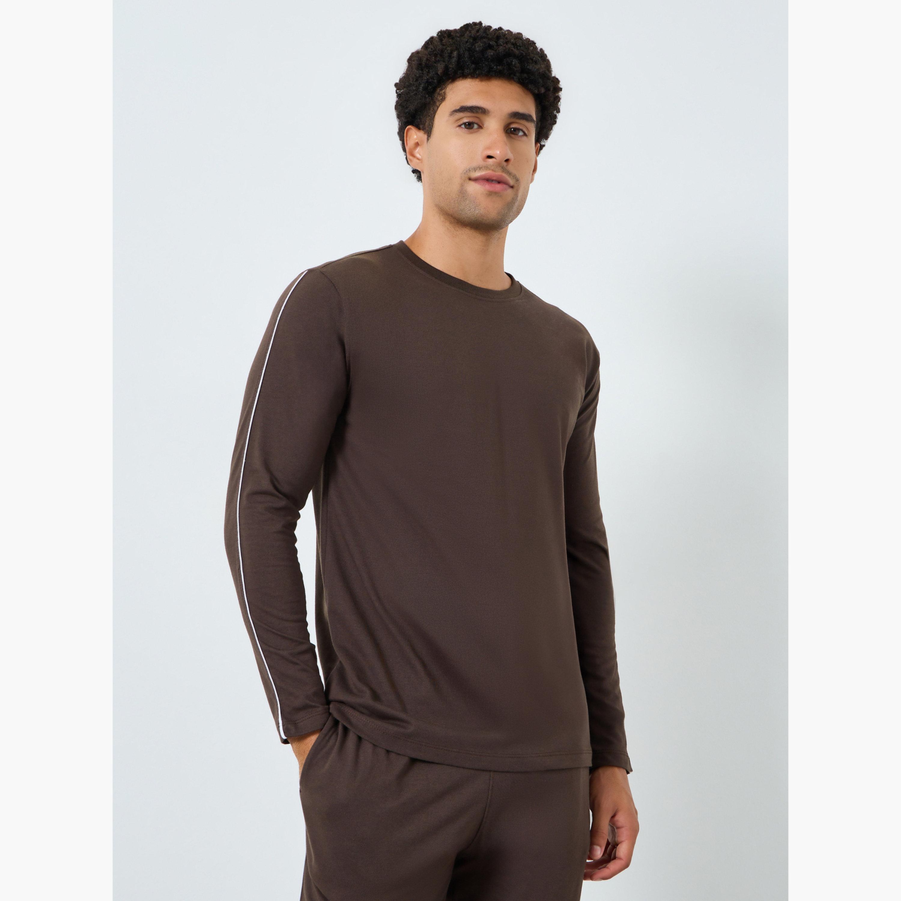 Styli Men Solid Long Sleeves T-Shirt and Pyjama Set-men-clothing-nightwear-sets-image-2