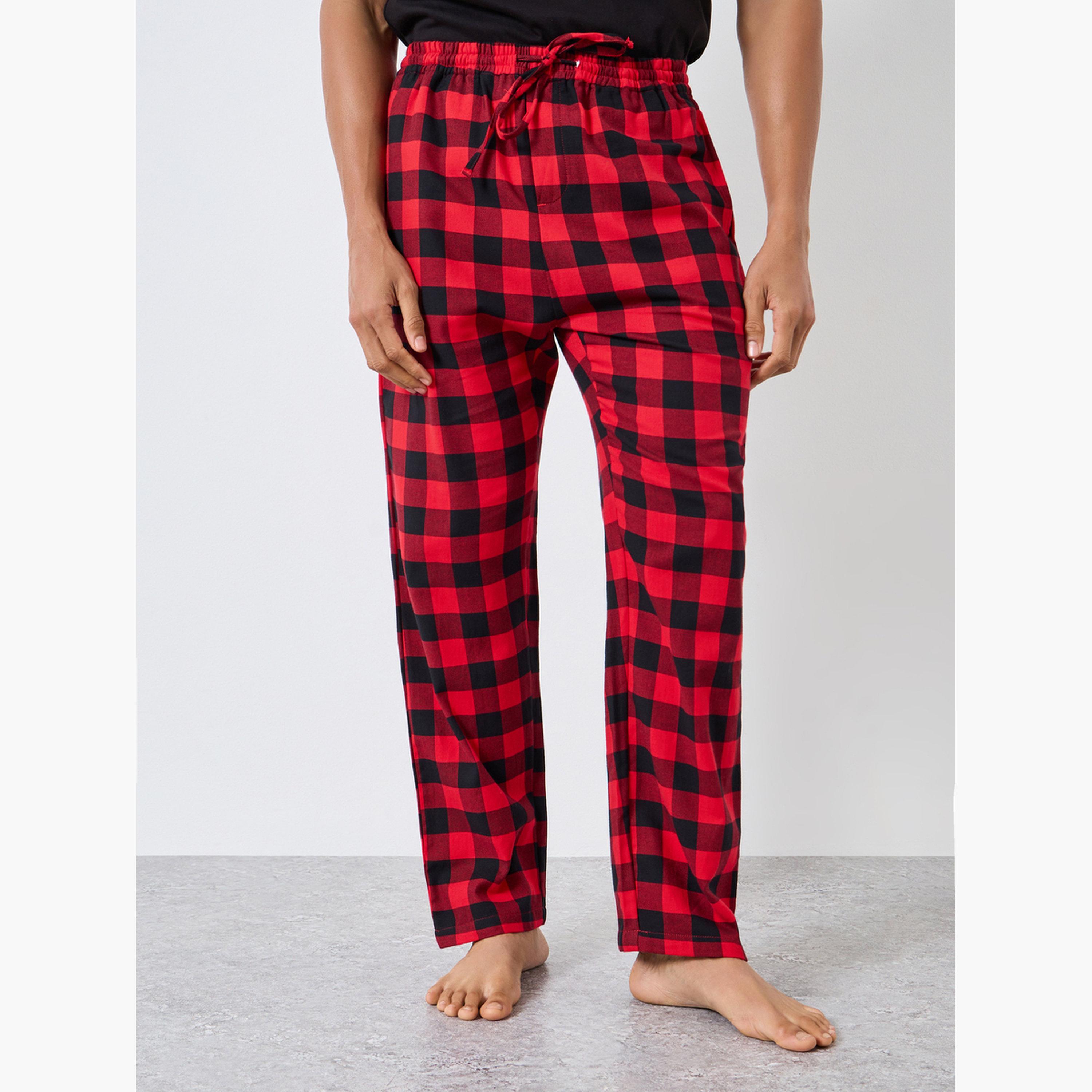 Styli Men Graphic Print Short Sleeve T-Shirt and Checked Pyjama Set-men-clothing-nightwear-sets-image-5