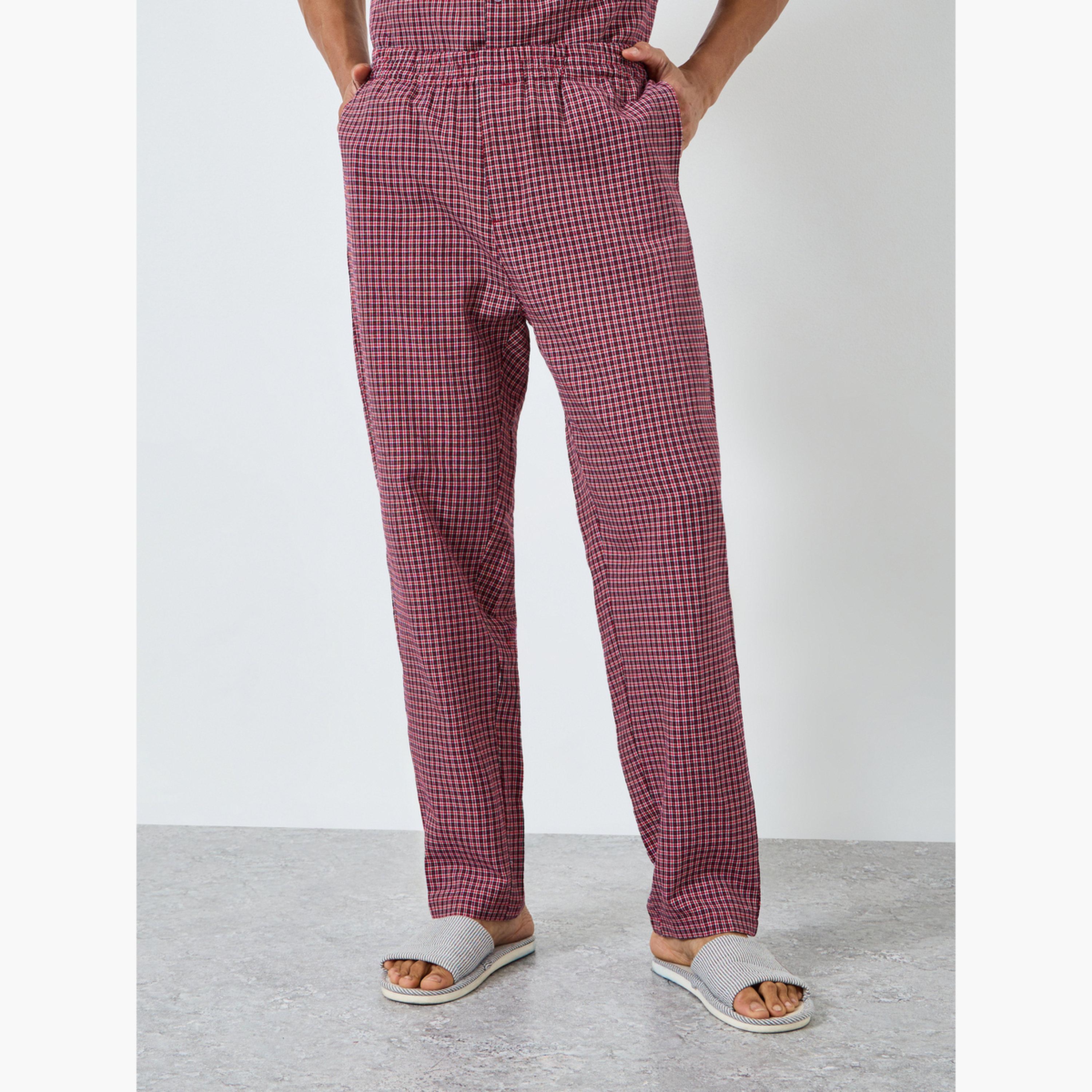 Styli Men Red Checked Shirt and Pyjama Set-men-clothing-nightwear-sets-image-4