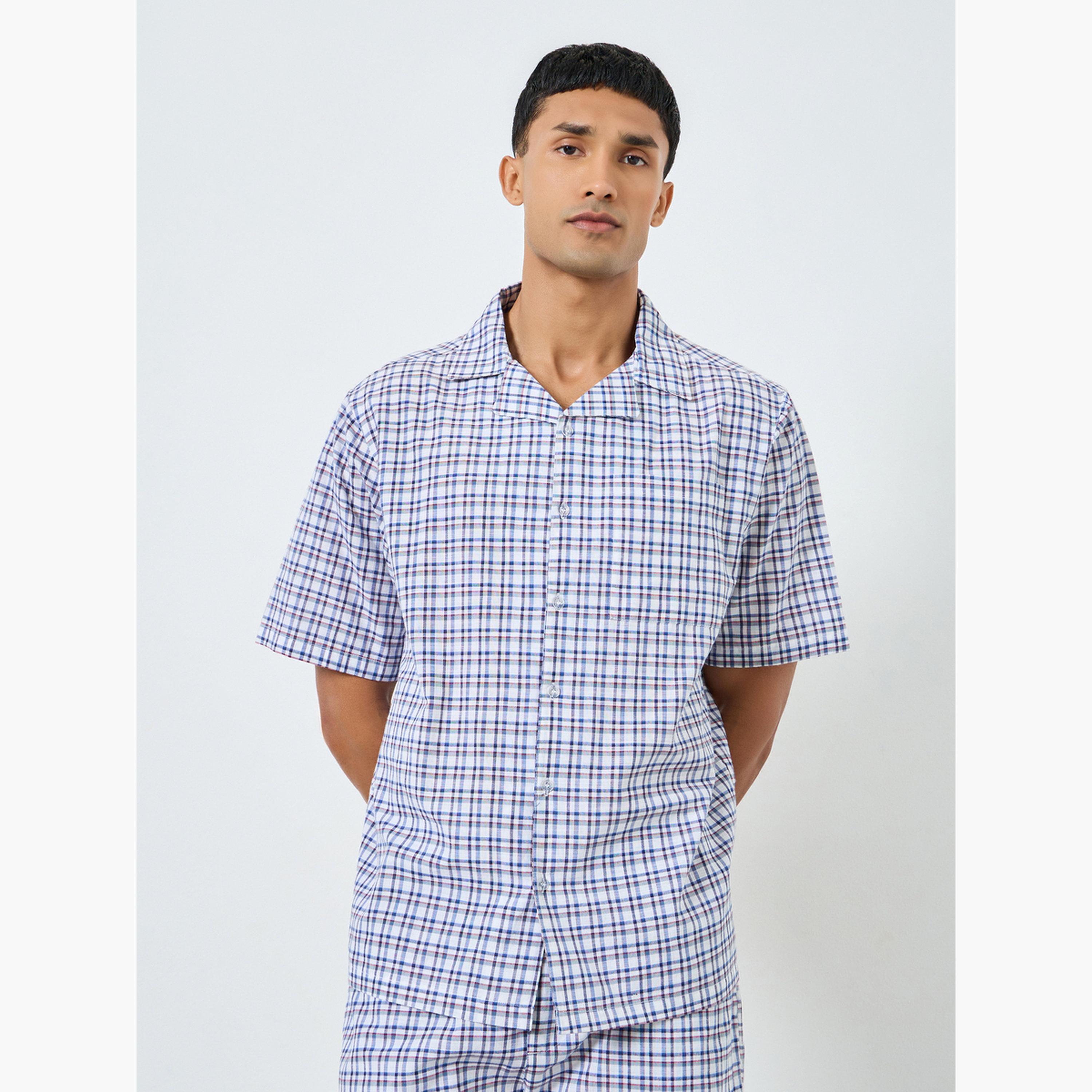 Styli Men Relaxed Fit Checked Shirt and Pyjama Set-men-clothing-nightwear-sets-image-2