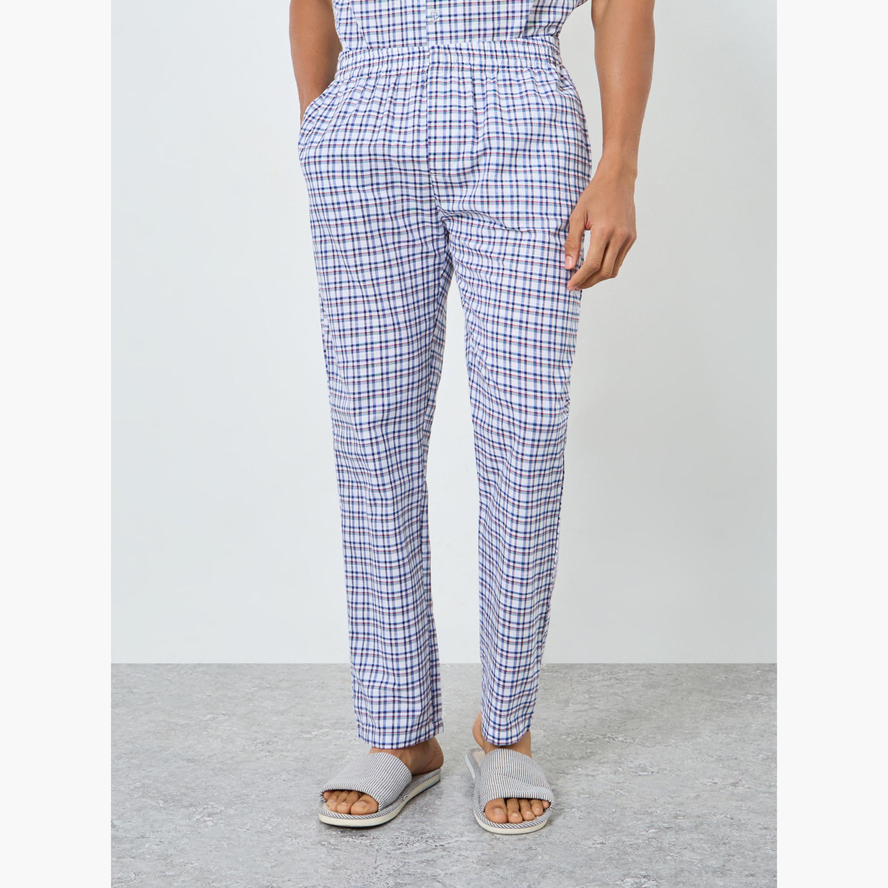 Styli Men Relaxed Fit Checked Shirt and Pyjama Set-men-clothing-nightwear-sets-image-4