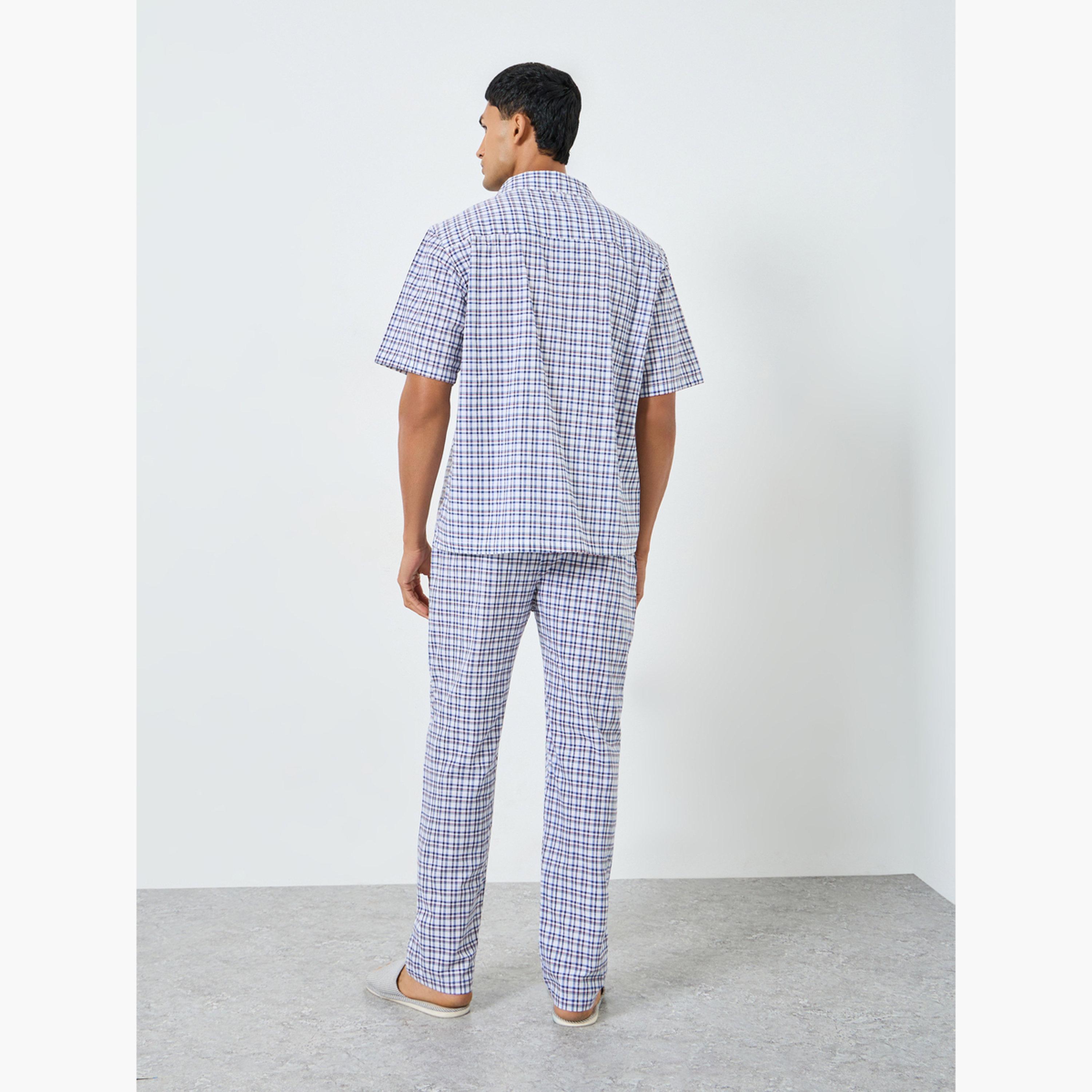 Styli Men Relaxed Fit Checked Shirt and Pyjama Set-men-clothing-nightwear-sets-image-5