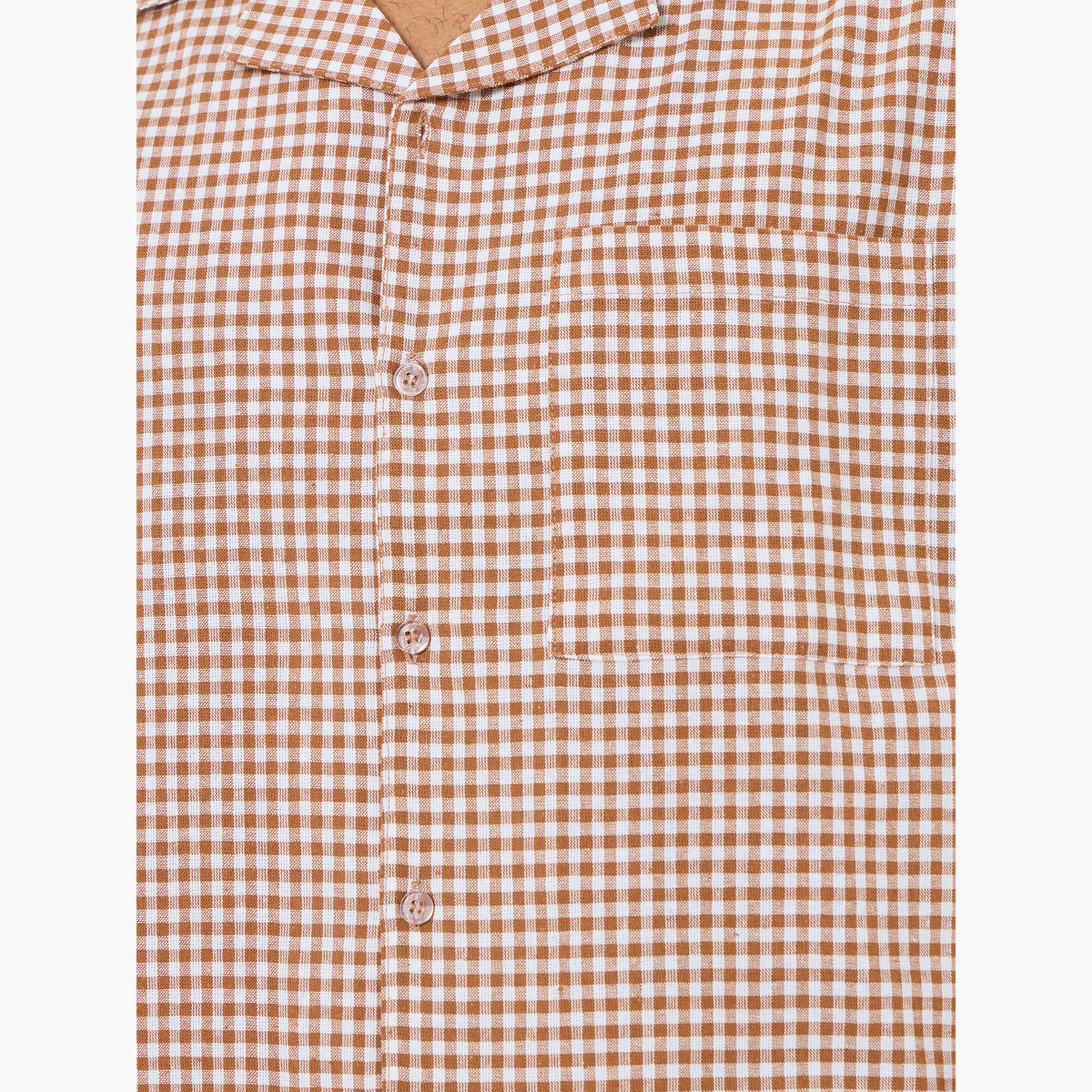 Styli Men Gingham Print Buttoned Shirt and Pyjama Set-men-clothing-nightwear-sets-image-5