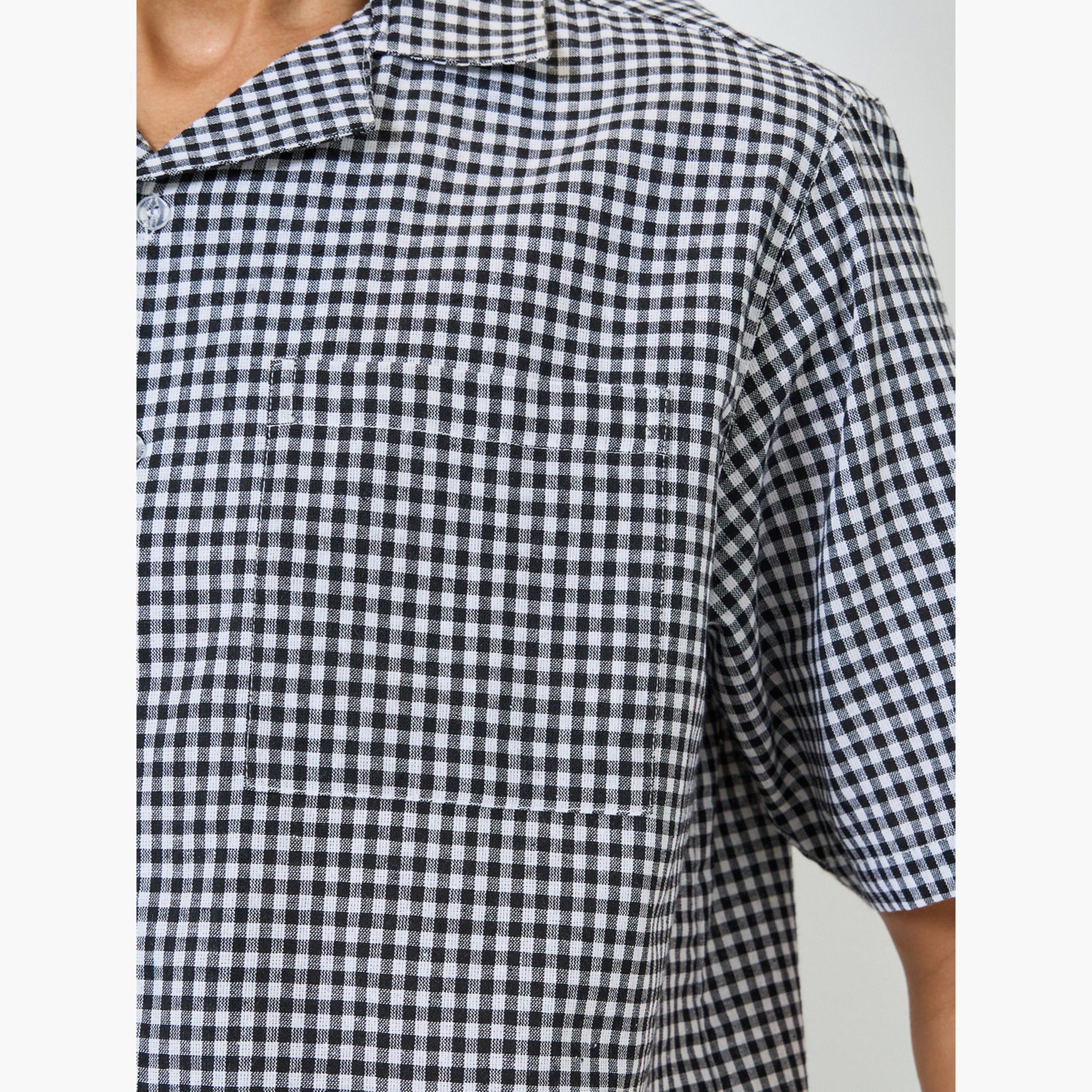 طقم قميص بنقشة مربعات وأزرار وبيجاما-men-clothing-nightwear-sets-image-6