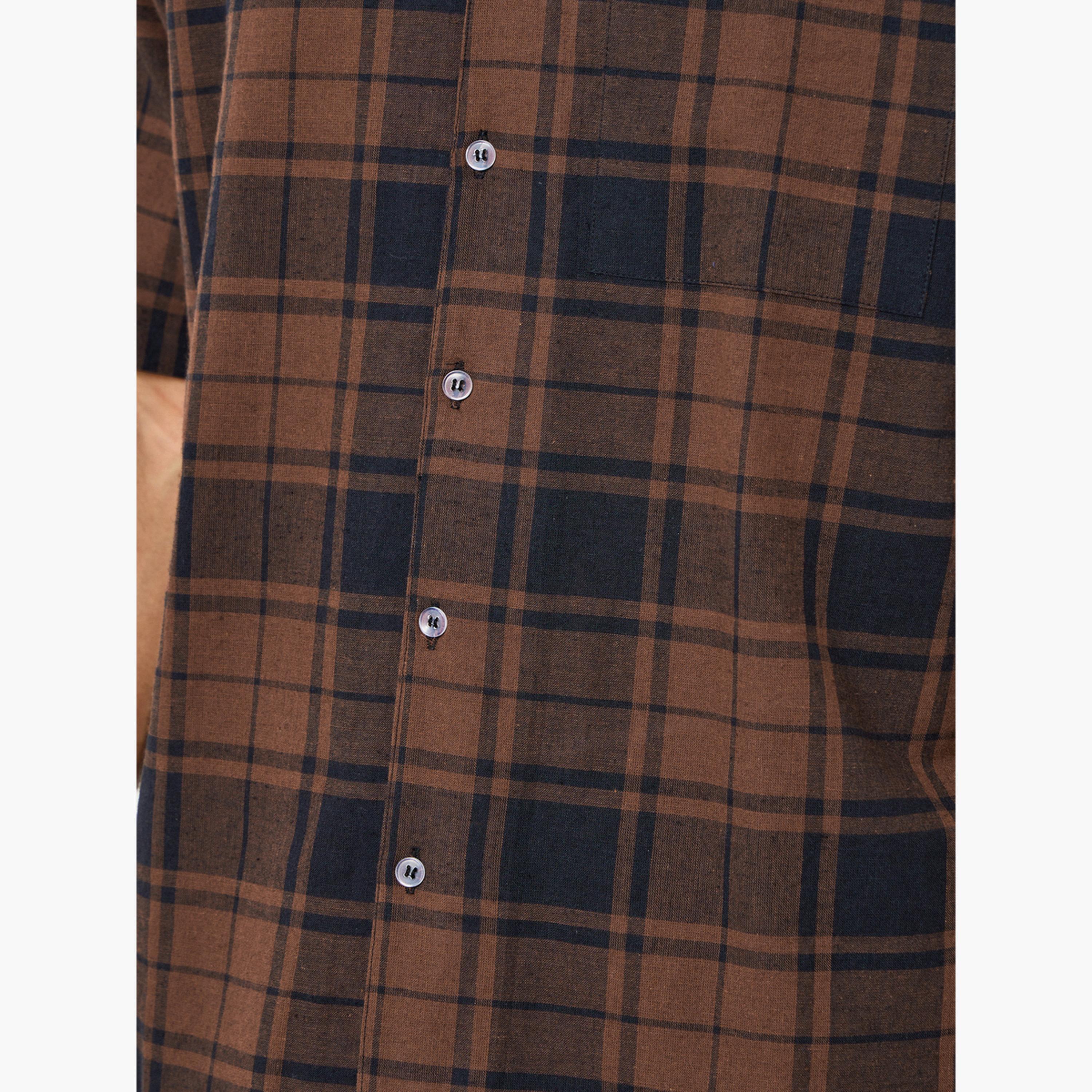 Styli Men Relaxed Fit Checked Shirt and Pyjama Set-men-clothing-nightwear-sets-image-4