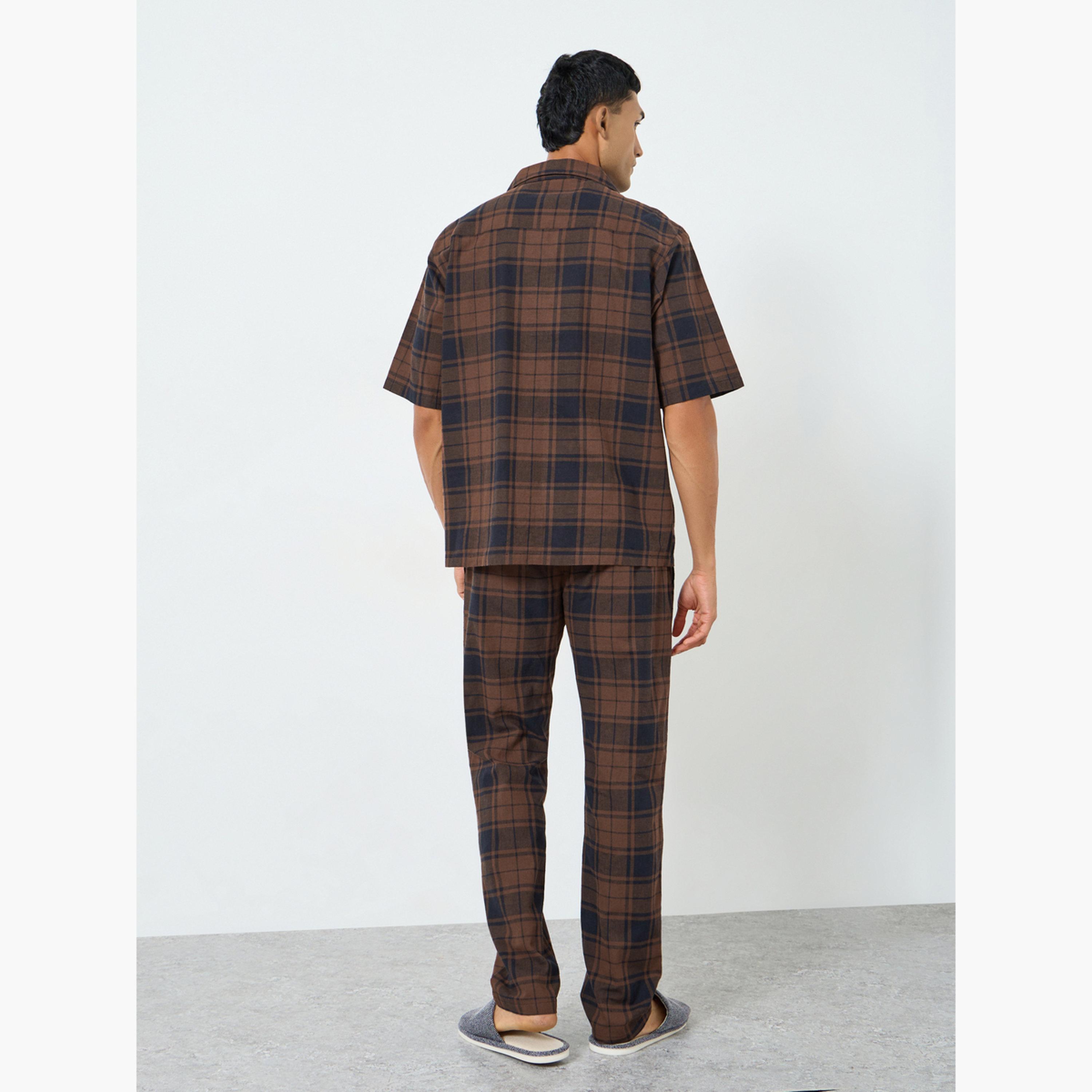 Styli Men Relaxed Fit Checked Shirt and Pyjama Set-men-clothing-nightwear-sets-image-6