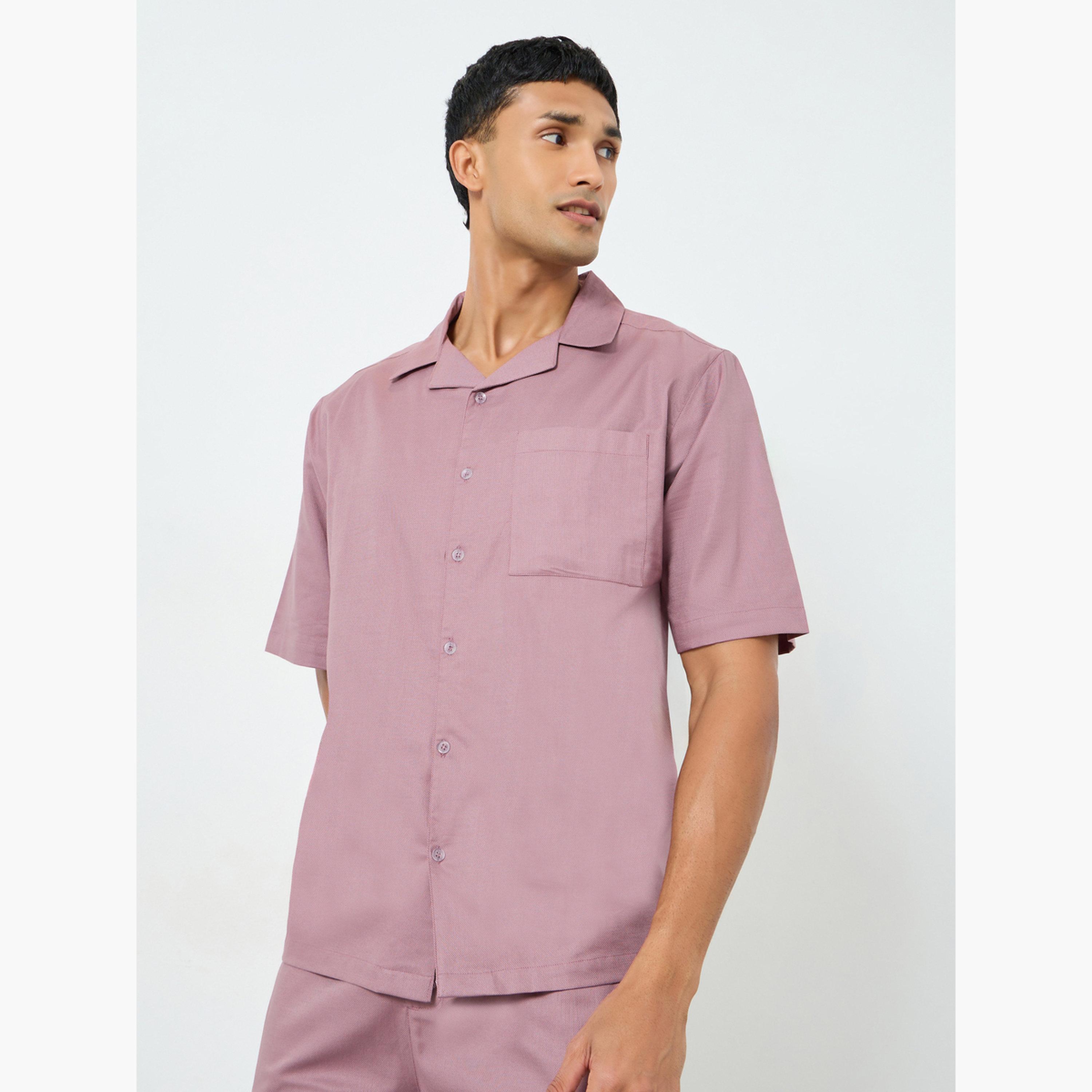 Styli Men Solid Relaxed Fit Shirt and Pyjama Set-men-clothing-nightwear-sets-image-2