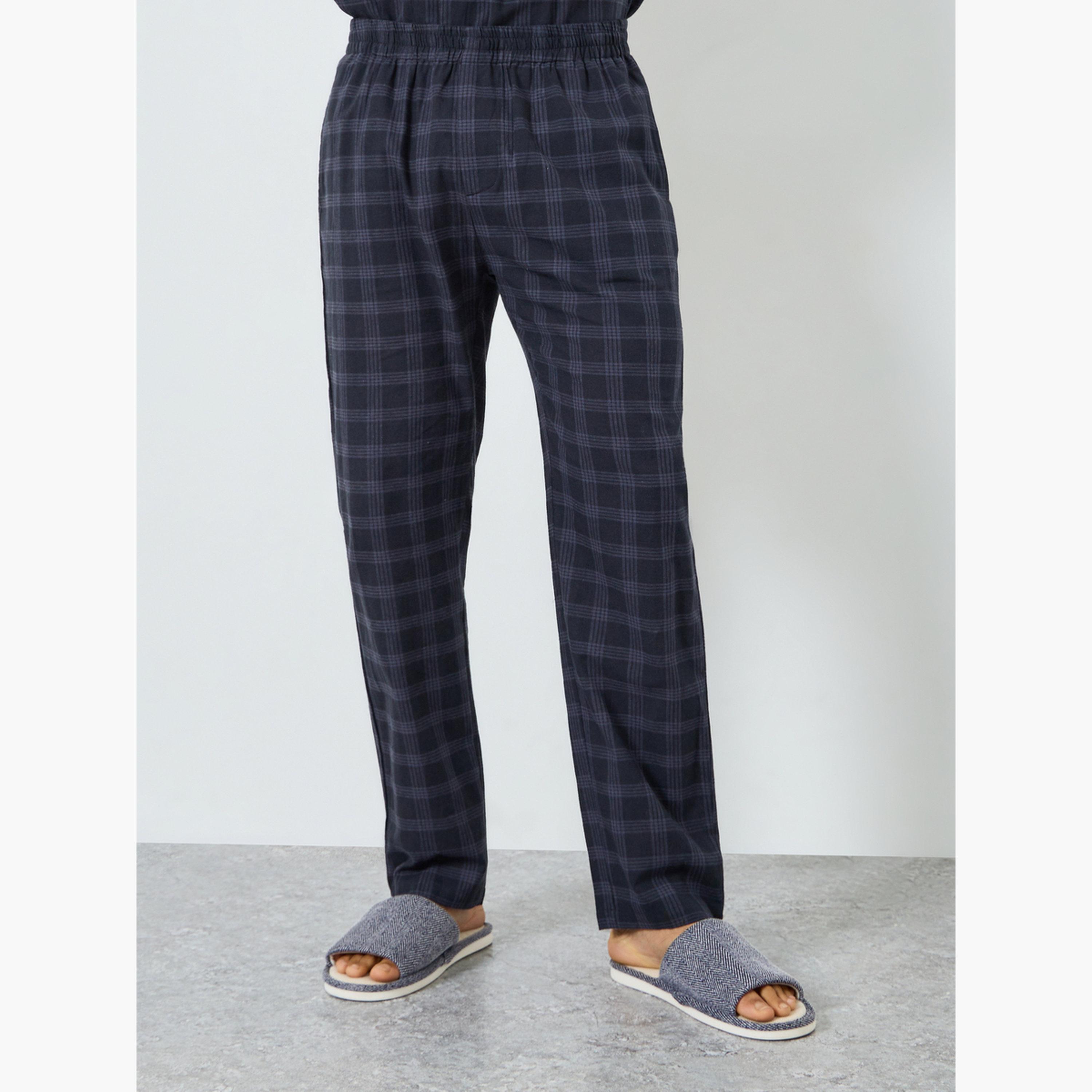 Styli Men Checked Print Buttoned Shirt and Pyjama Set-men-clothing-nightwear-sets-image-4
