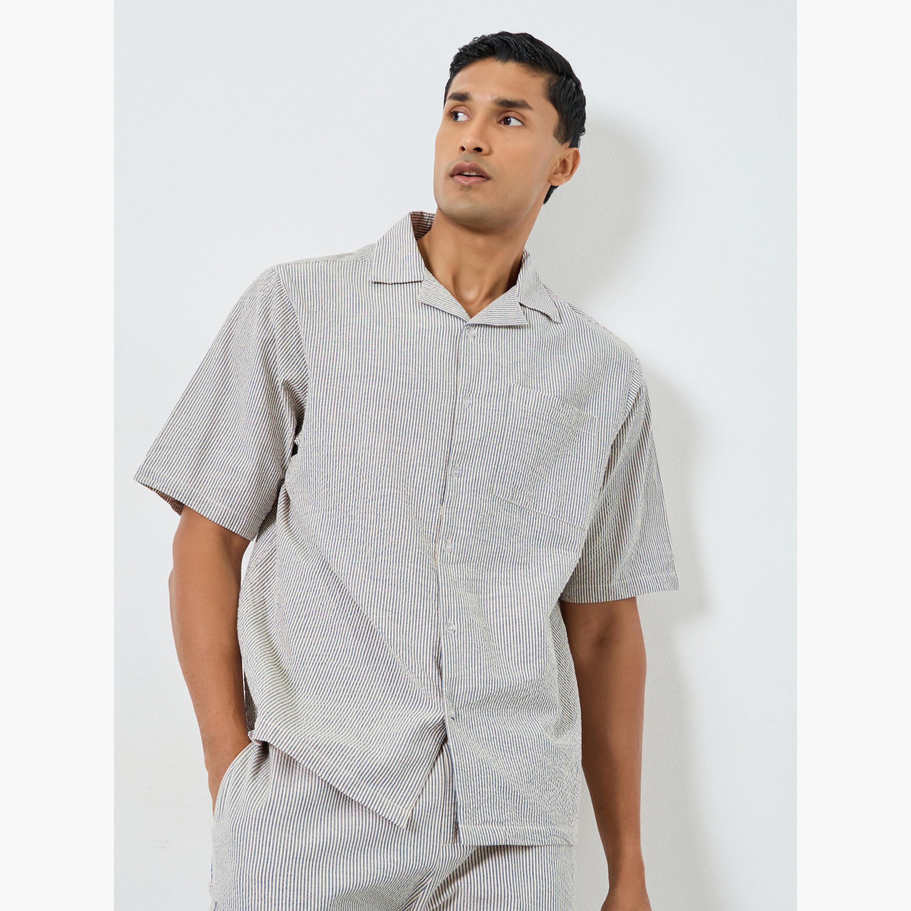 Styli Men Relaxed Fit Striped Shirt and Pyjama Set-men-clothing-nightwear-sets-image-2