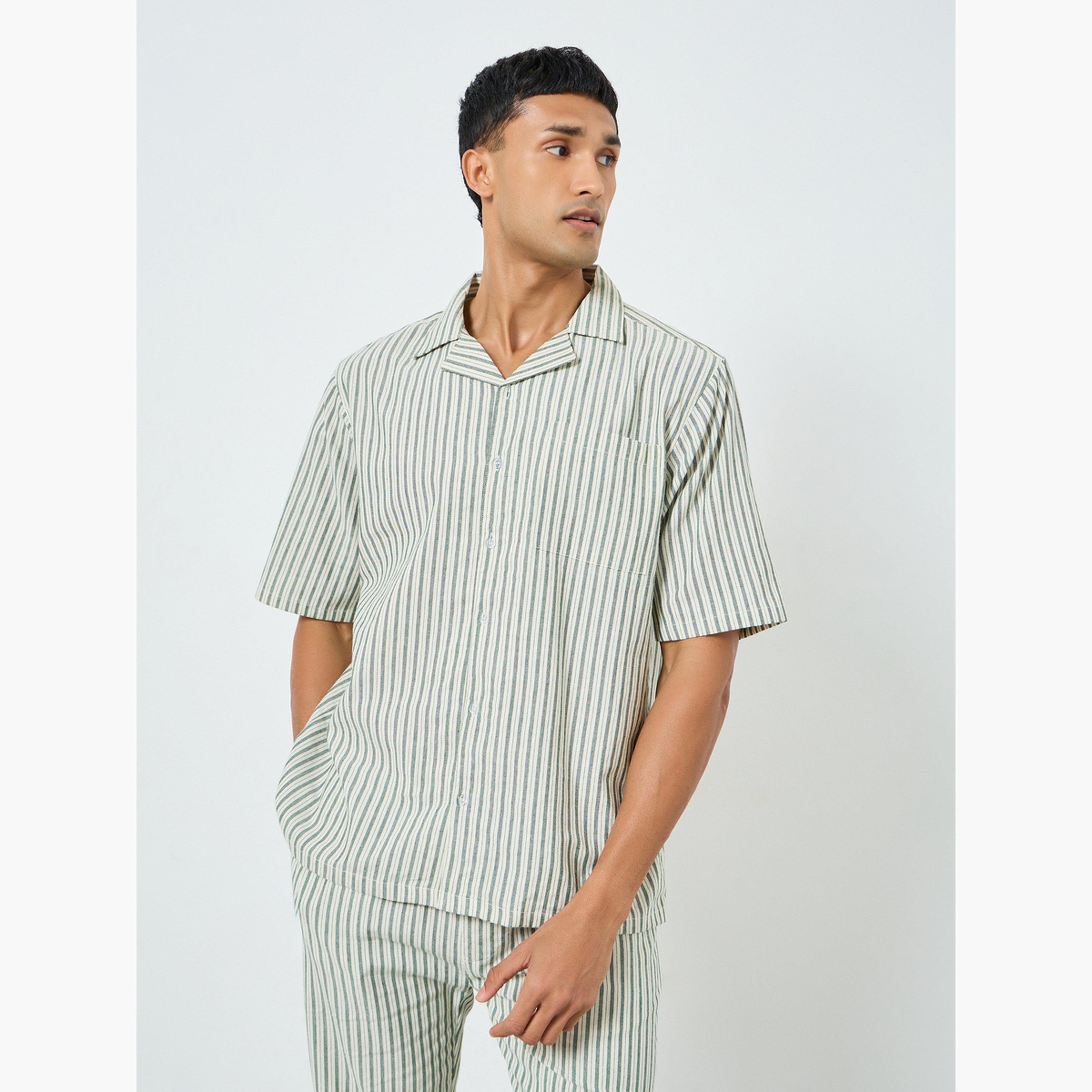 Styli Men Striped Woven Shirt and Pyjama Set-men-clothing-nightwear-sets-image-2