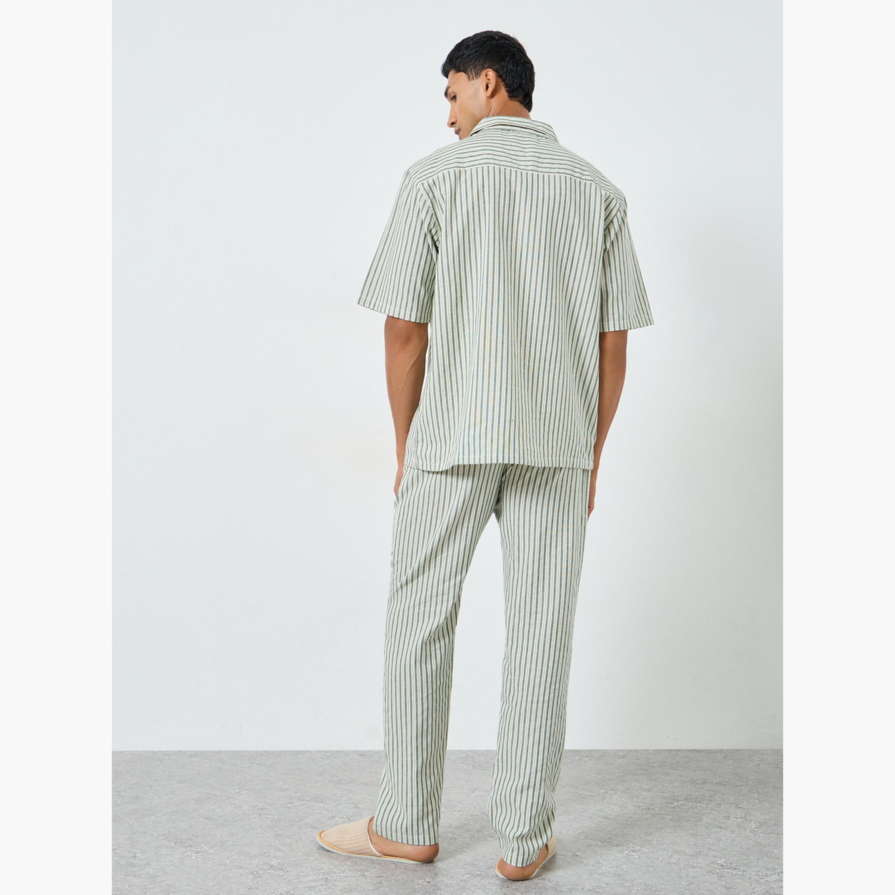 Styli Men Striped Woven Shirt and Pyjama Set-men-clothing-nightwear-sets-image-4