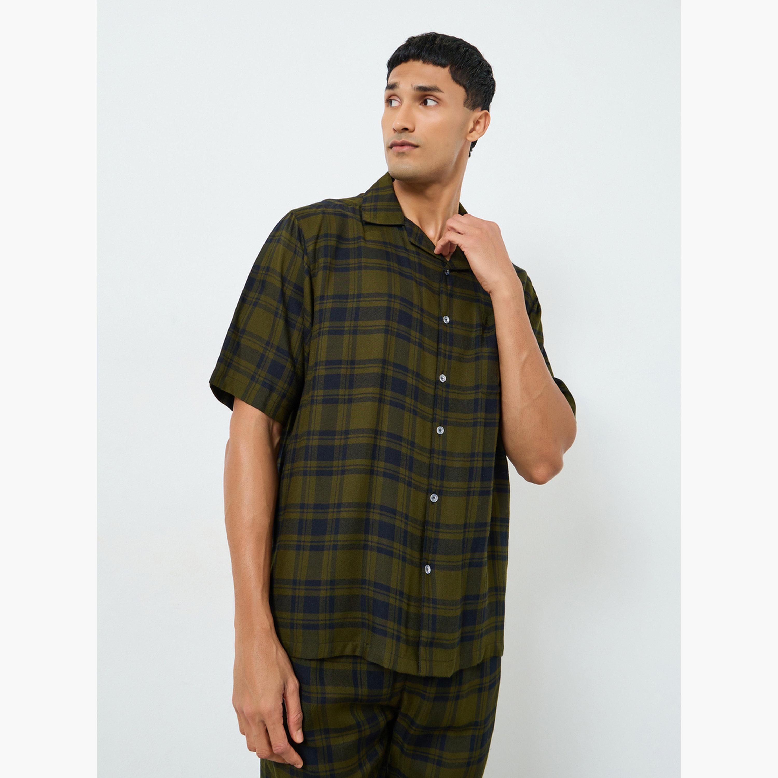 طقم بيجاما من بنطال وقميص كاروهات-men-clothing-nightwear-sets-image-2