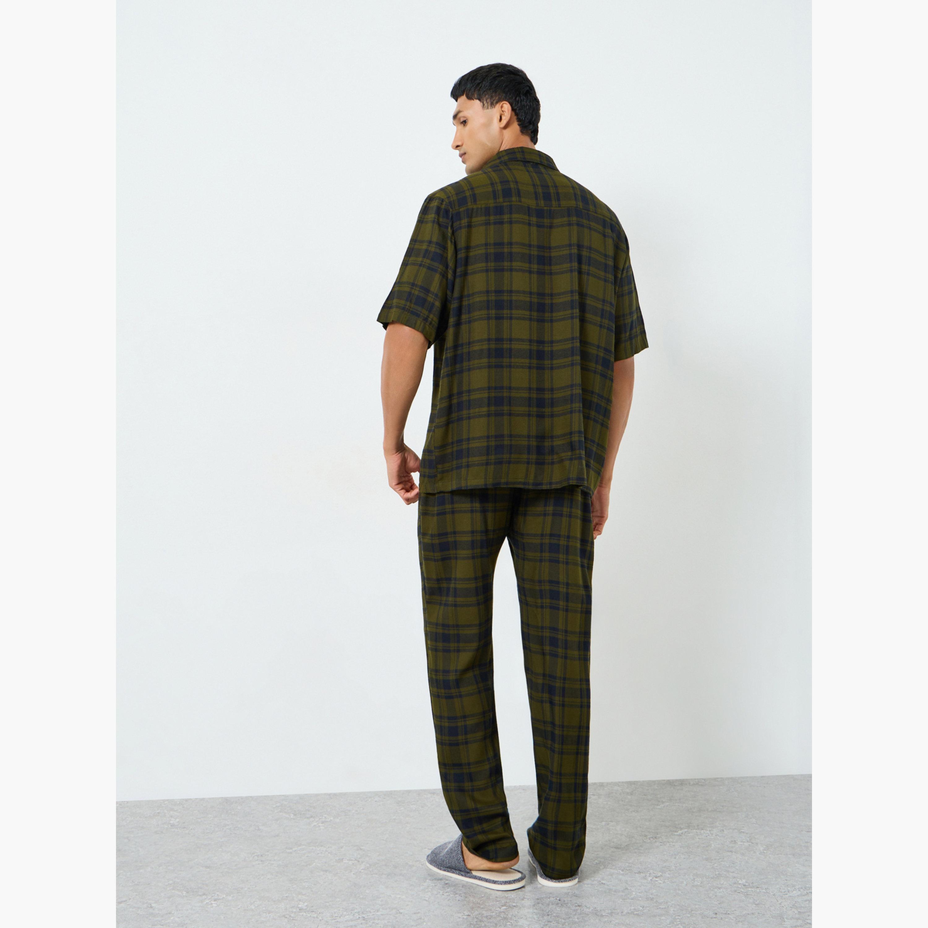 Styli Men Checked Woven Shirt and Pyjama Set-men-clothing-nightwear-sets-image-3