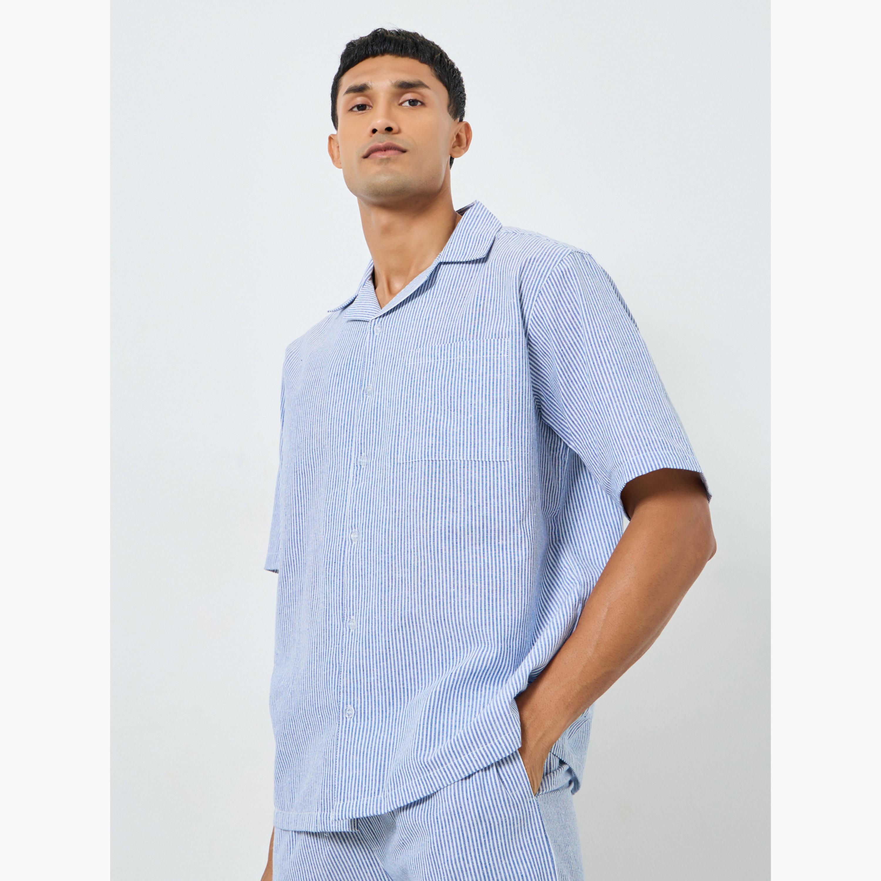 طقم بيجاما من بنطال وقميص مخطط-men-clothing-nightwear-sets-image-2