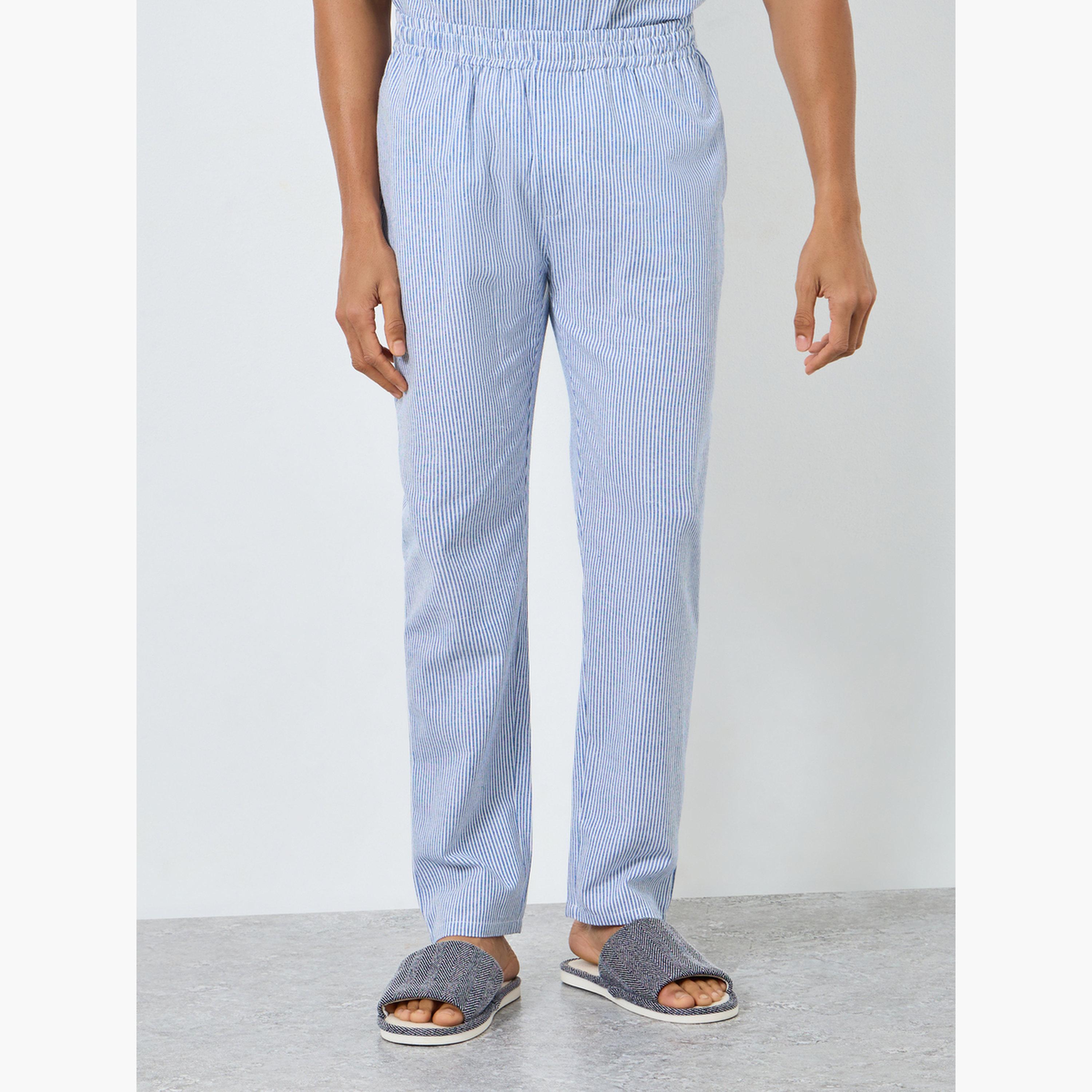 طقم بيجاما من بنطال وقميص مخطط-men-clothing-nightwear-sets-image-4