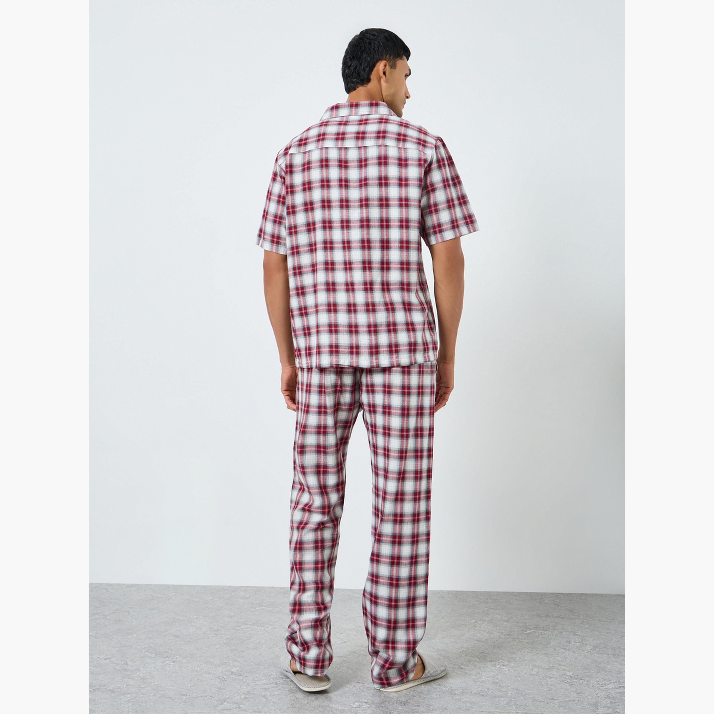 Styli Men Checked Buttoned Shirt and Pyjama Set-men-clothing-nightwear-sets-image-6