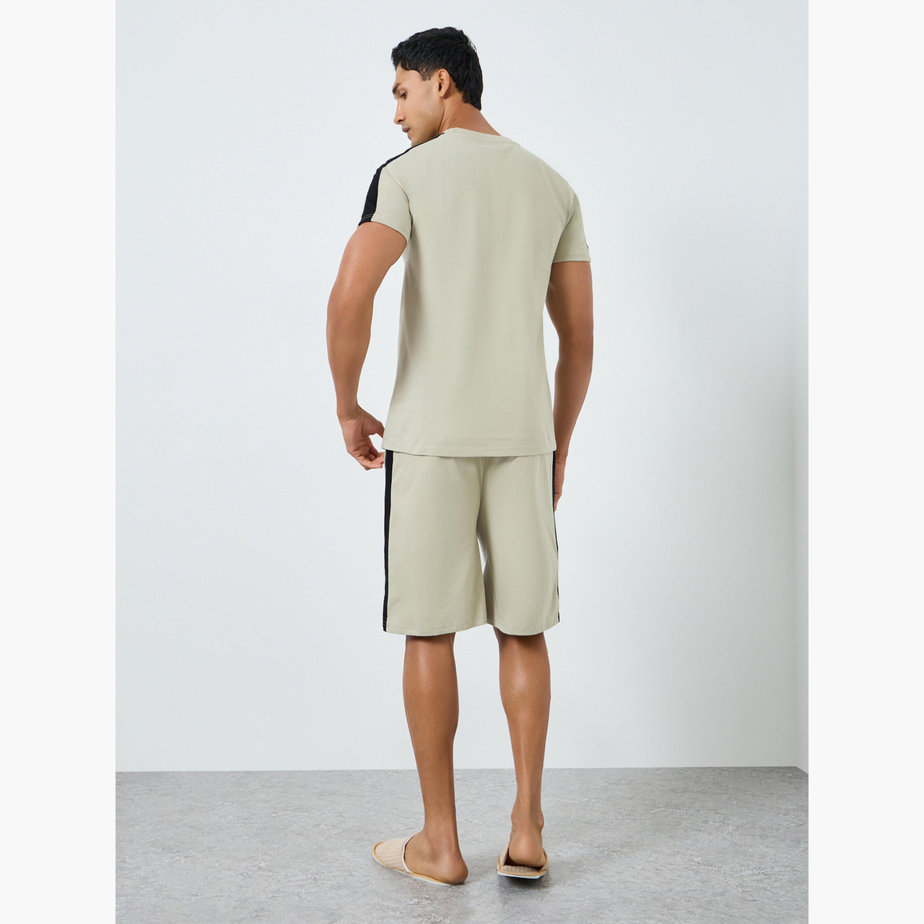 Styli Men Grey Short Sleeve T-Shirt and Shorts Pyjama Set-men-clothing-nightwear-sets-image-5