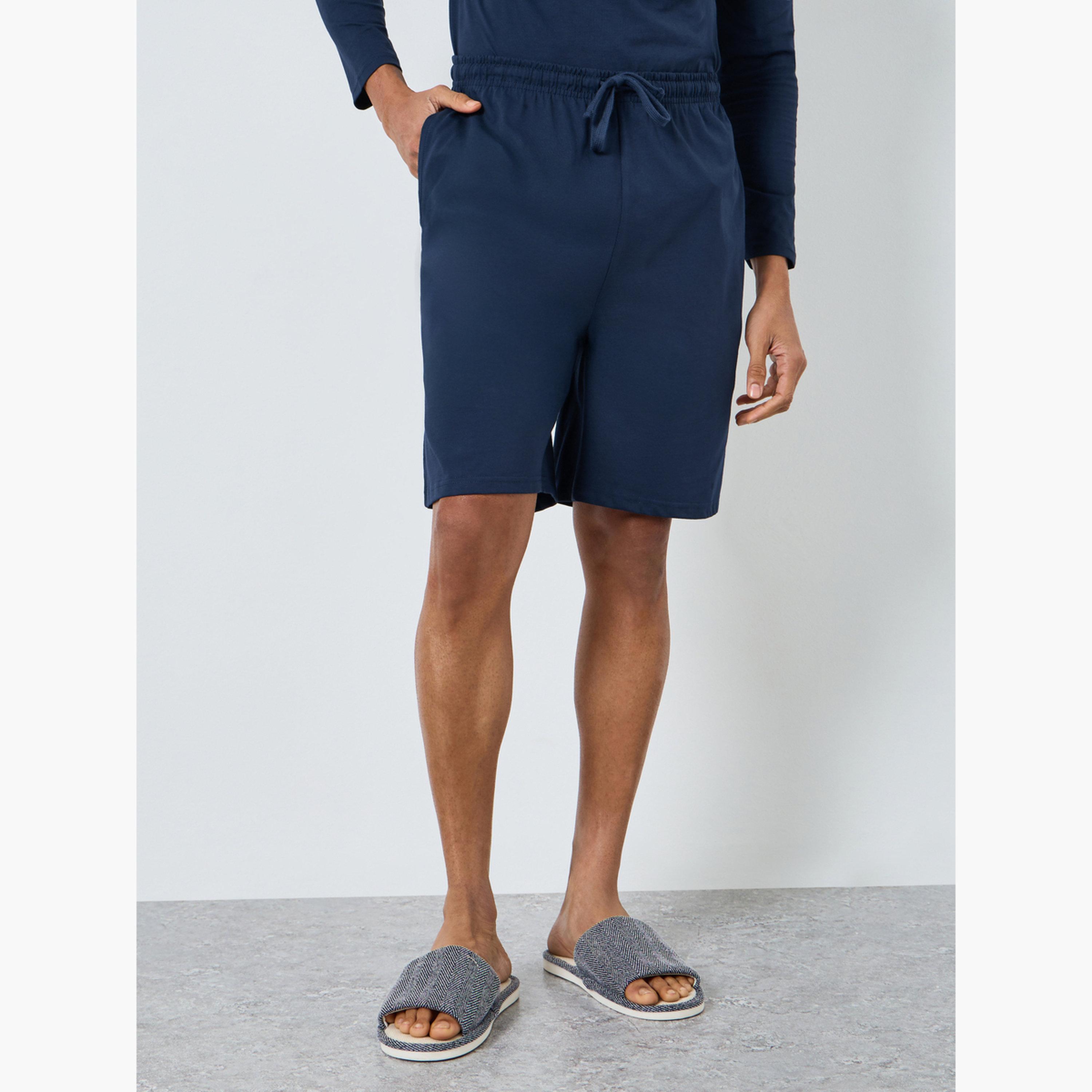 Styli Men Blue Long Sleeve T-Shirt and Shorts Pyjama Set-men-clothing-nightwear-sets-image-4